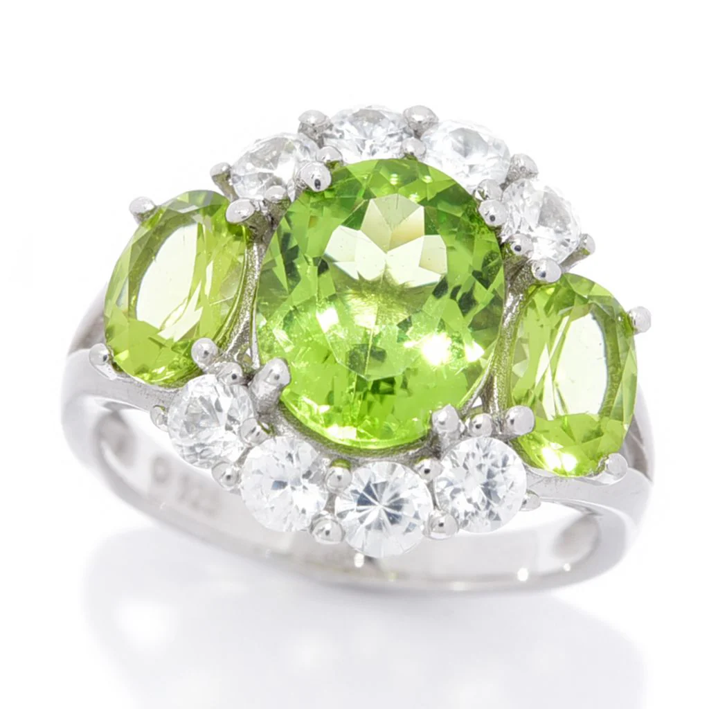 Sterling Silver 5.47ctw Arizona Peridot & White Zircon Ring - Image 3