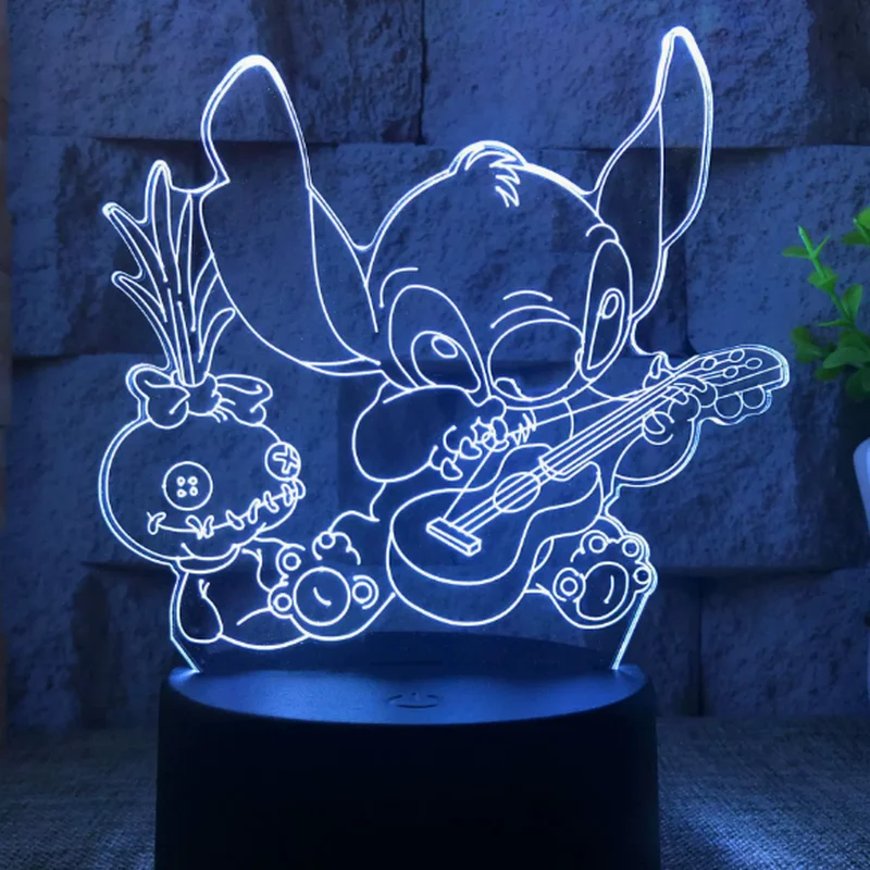Stitch 3D Night Light USB Touch Cartoon Desk Lamp Remote LED Room Decor Gift - Image 5