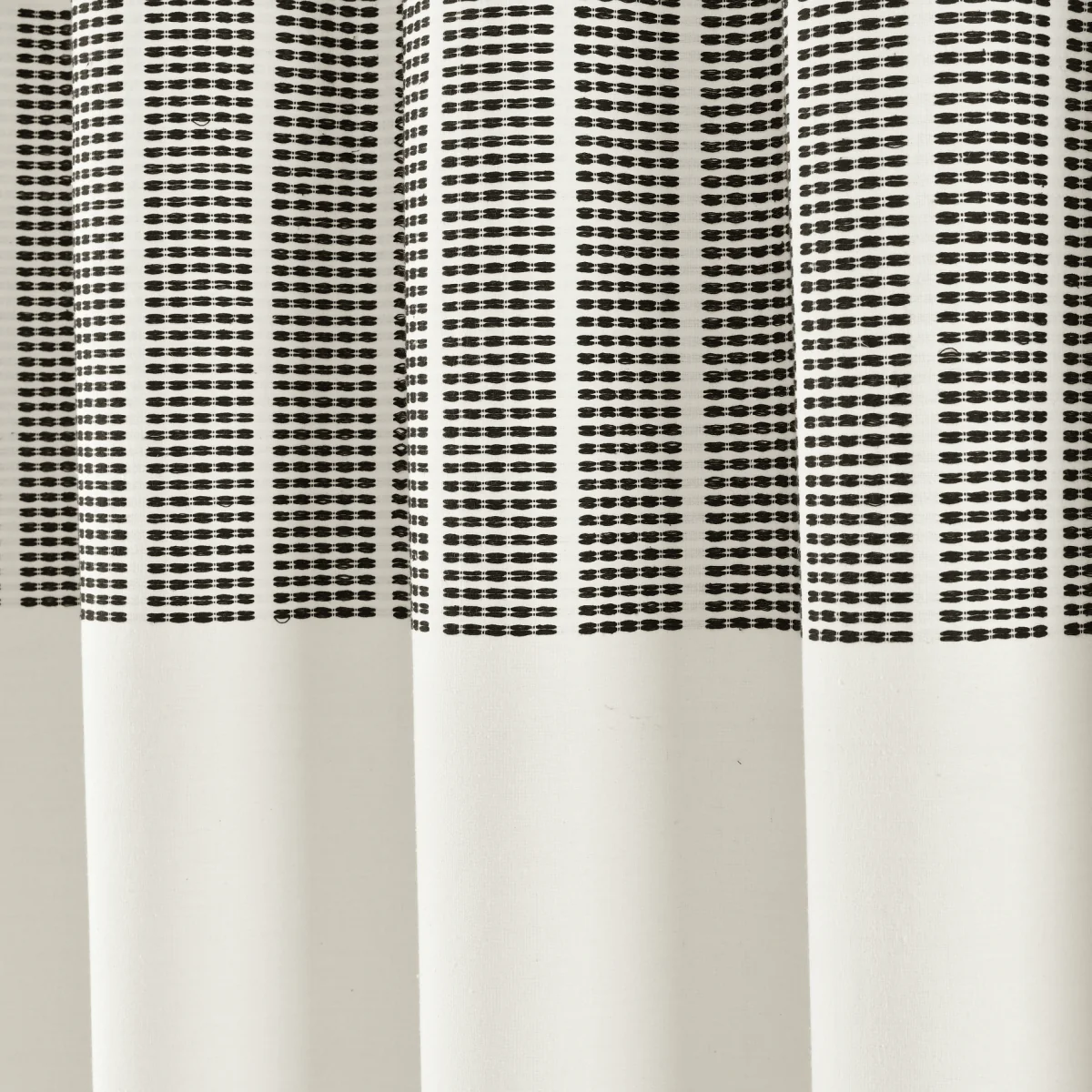 Stitched Woven Stripe Yarn Dyed Recycled Cotton Blend Shower Curtain - Image 4
