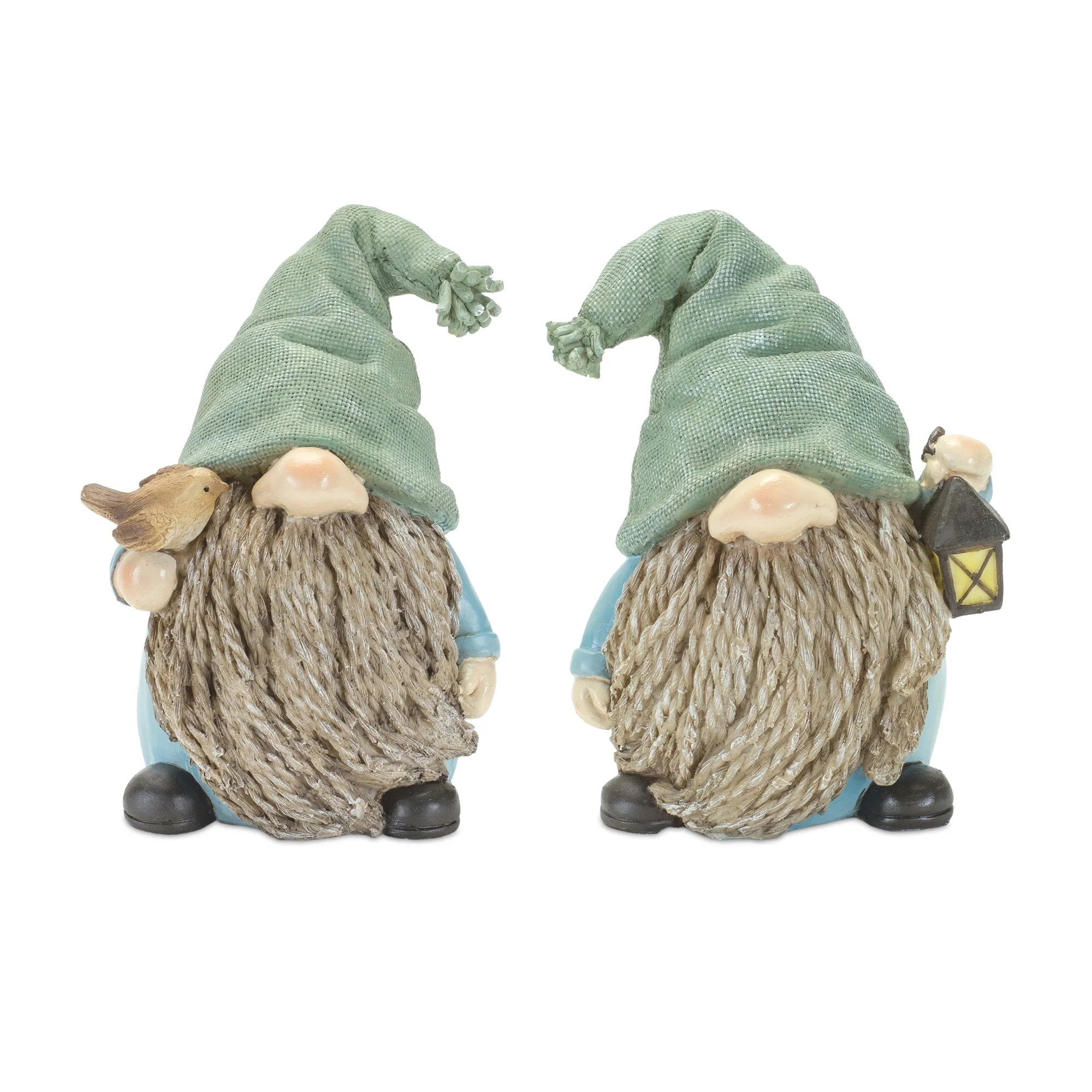 Stone Garden Gnome Figurine with Bird and Lantern Accent (Set of 4) - Image 2