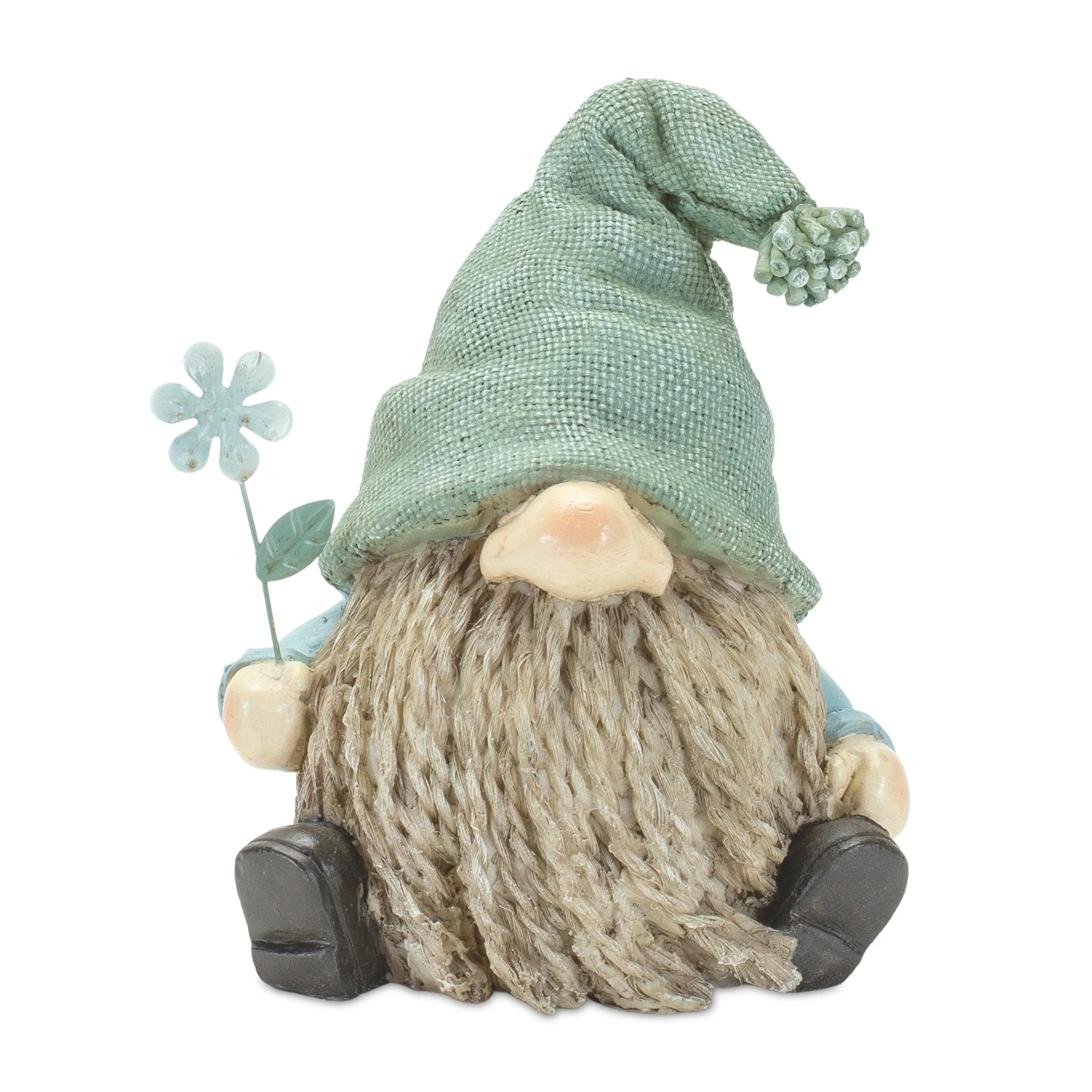 Stone Garden Gnome Figurine with Flower Stem Accent (Set of 4) - Image 4