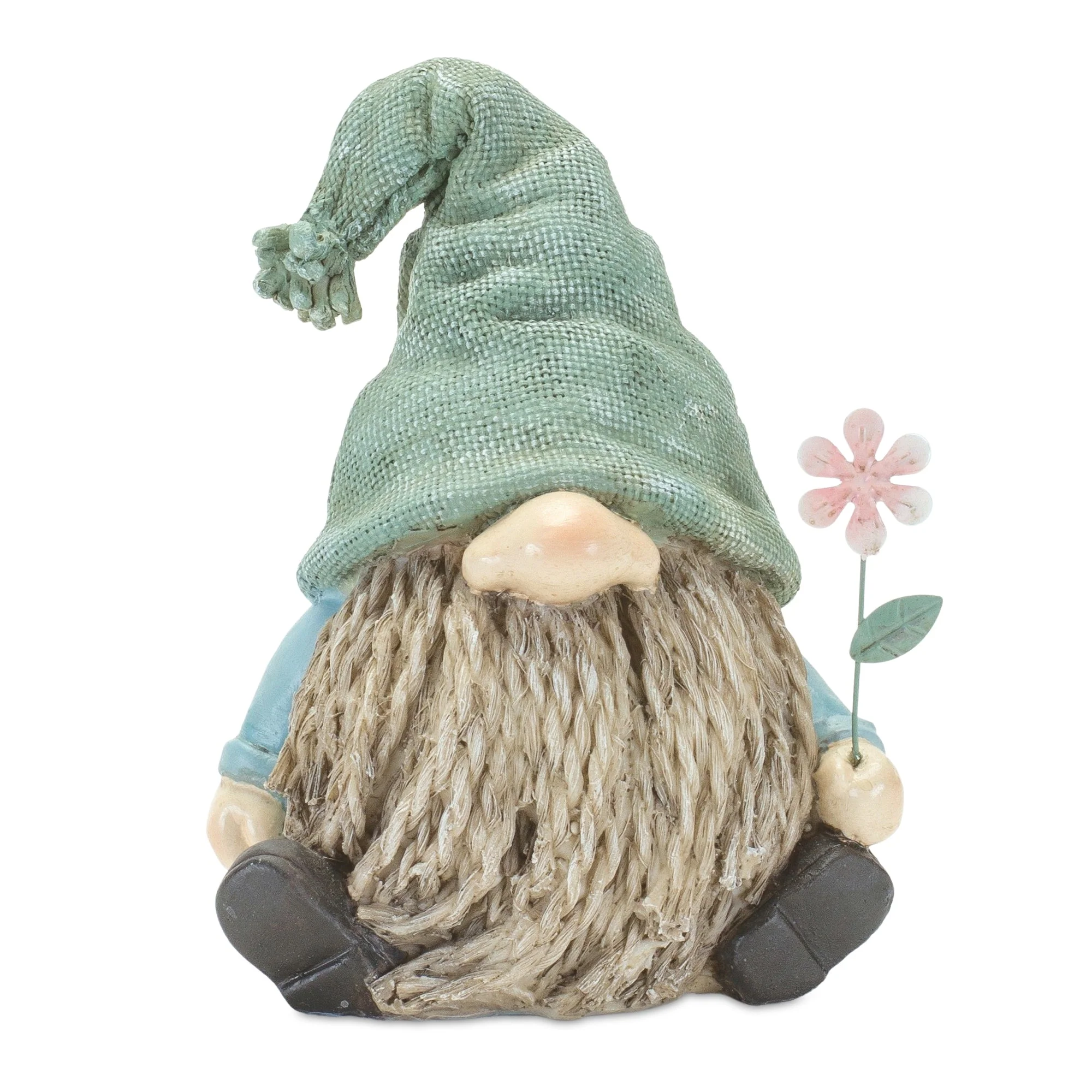 Stone Garden Gnome Figurine with Flower Stem Accent (Set of 4) - Image 5