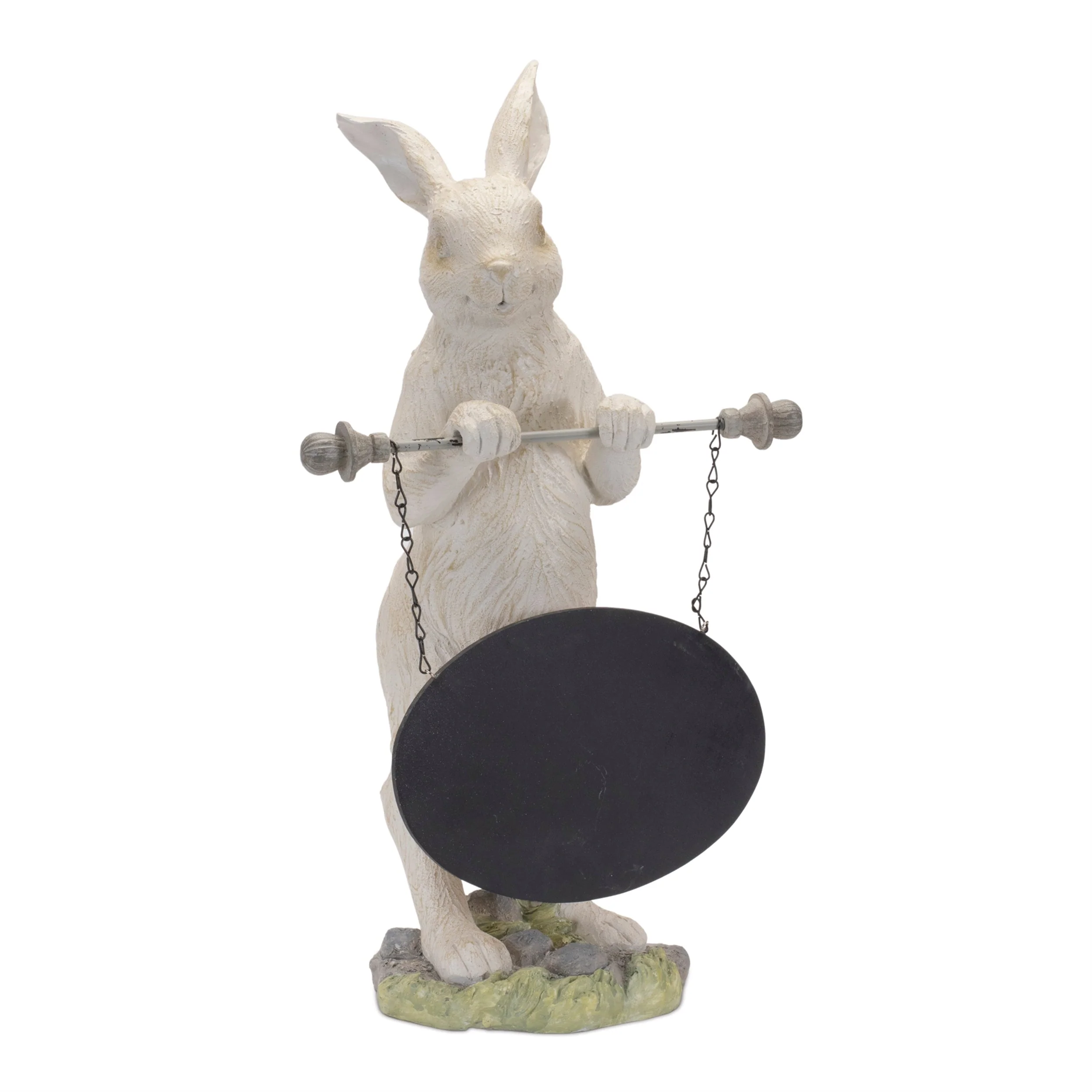 Stone garden rabbit with sign 11"h - Image 3