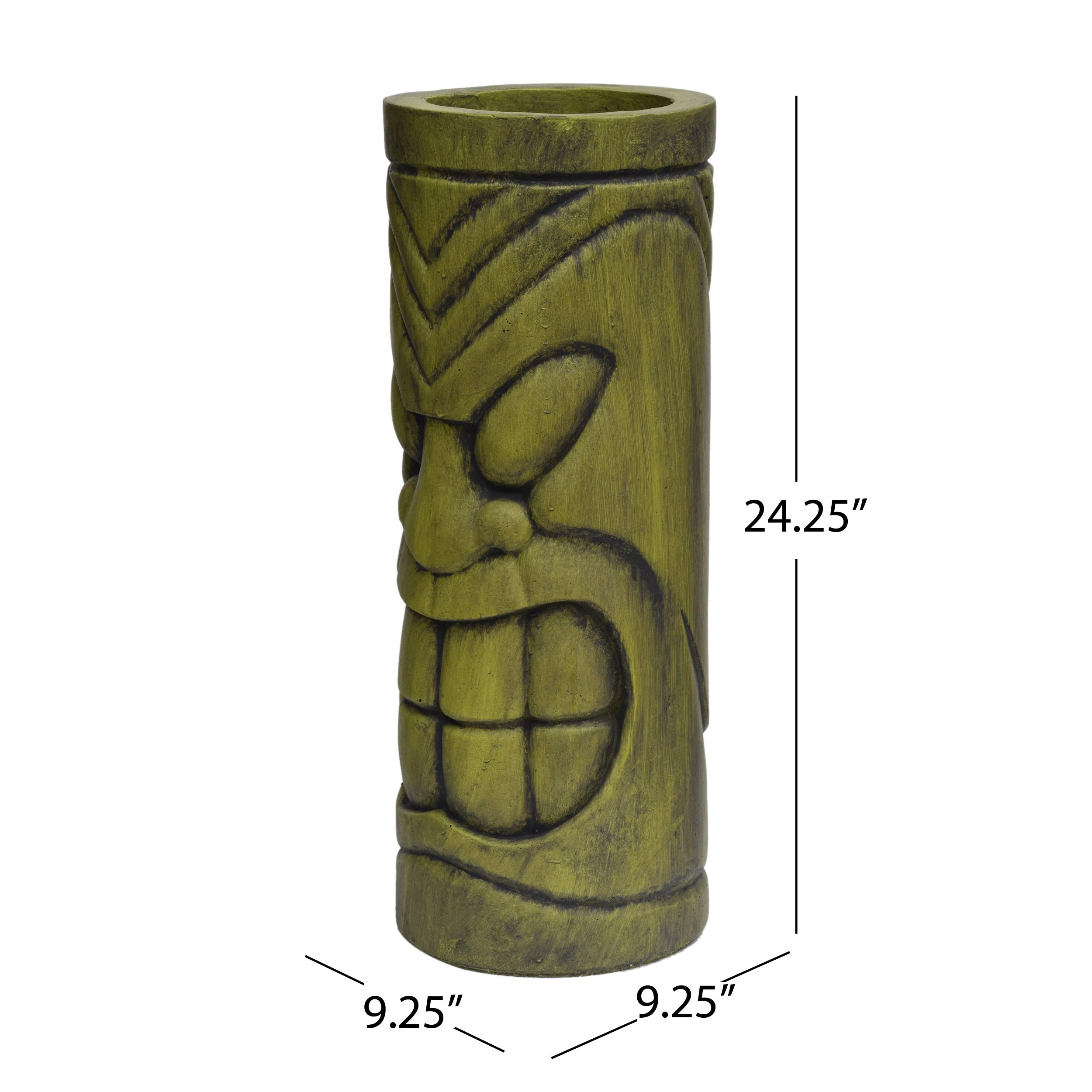 Stone Statue Urn Planter, Decorative Face Plant Pot, Antique Green Finish - Image 6