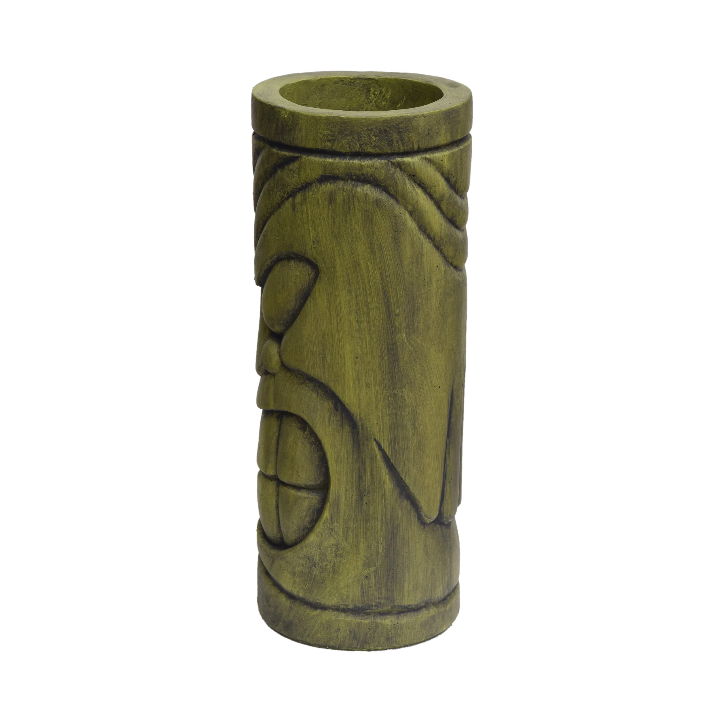 Stone Statue Urn Planter, Decorative Face Plant Pot, Antique Green Finish - Image 8