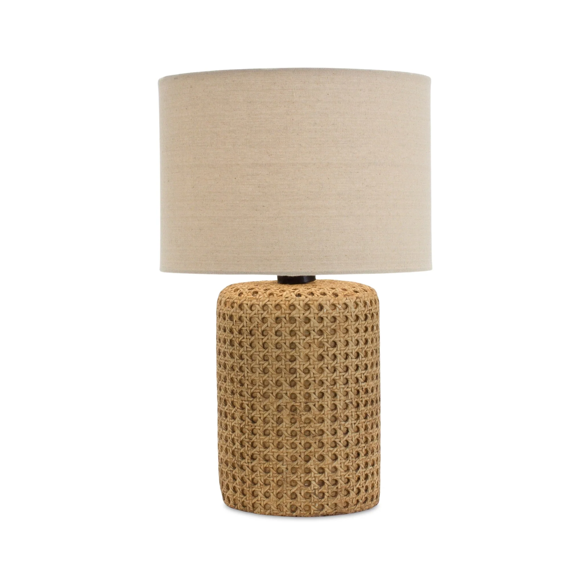 Stone Table Lamp with Rattan Design 18"H - Image 2