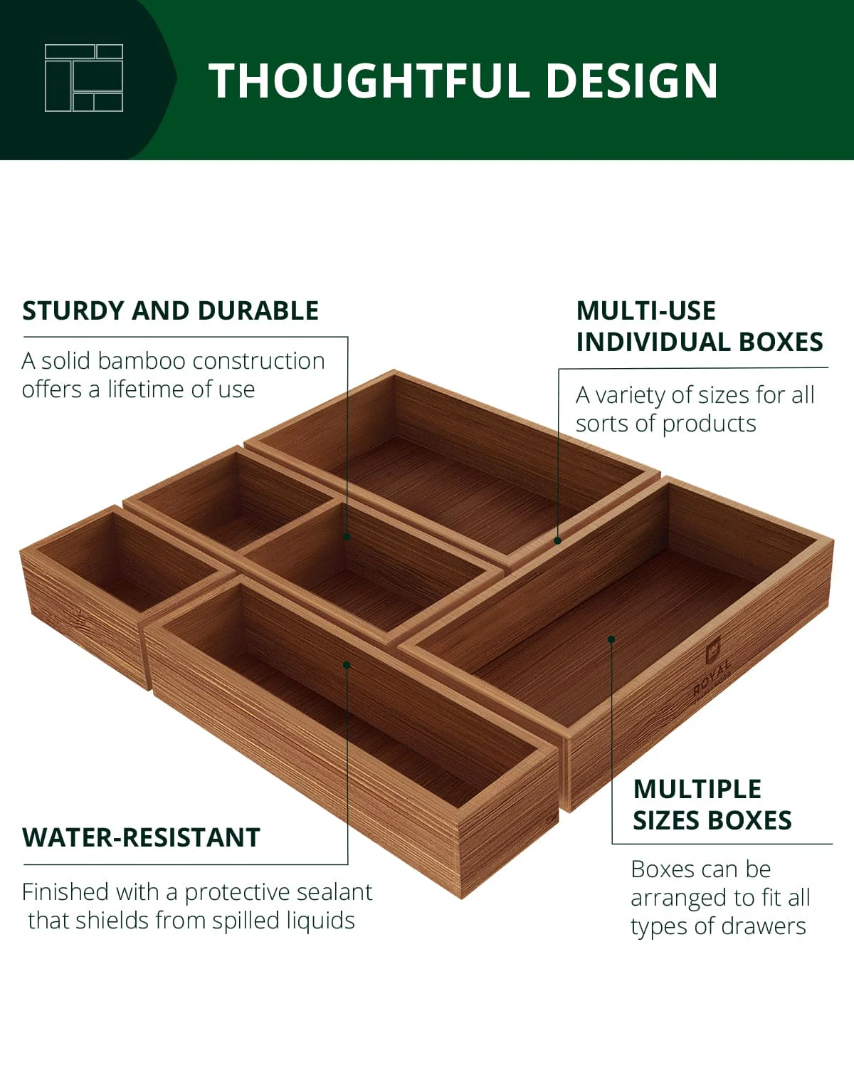 Storage Box Set of 5, Brown - Image 3