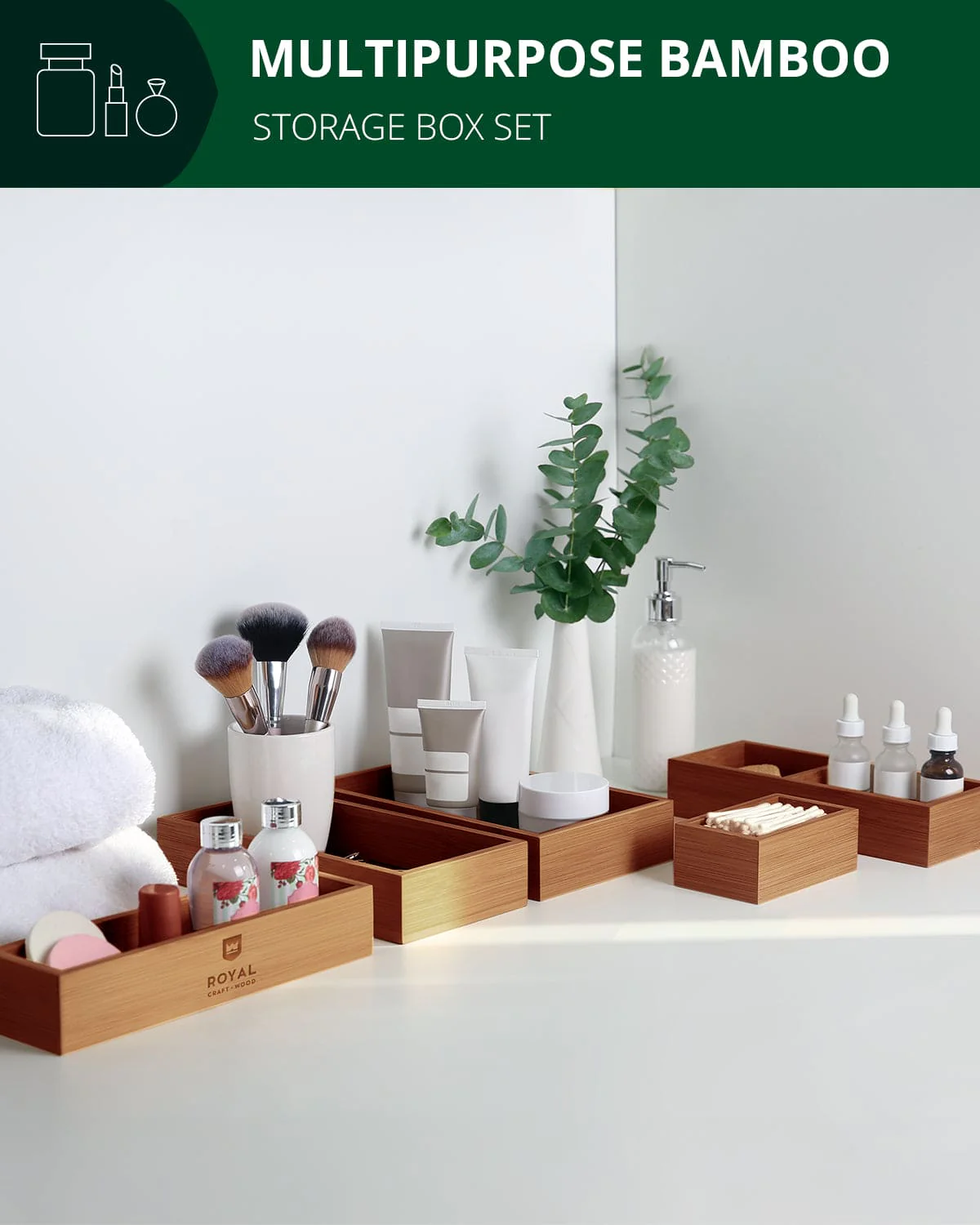 Storage Box Set of 5, Brown - Image 7