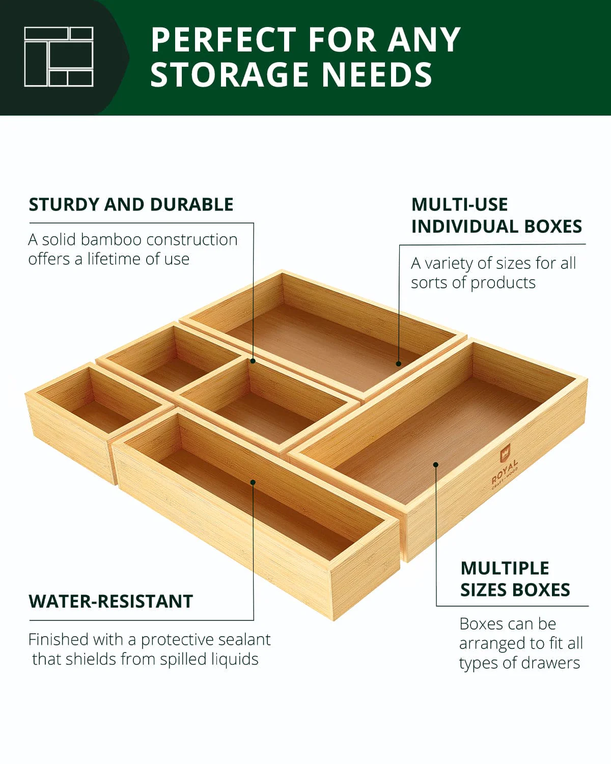Storage Box Set of 5, Natural - Image 3