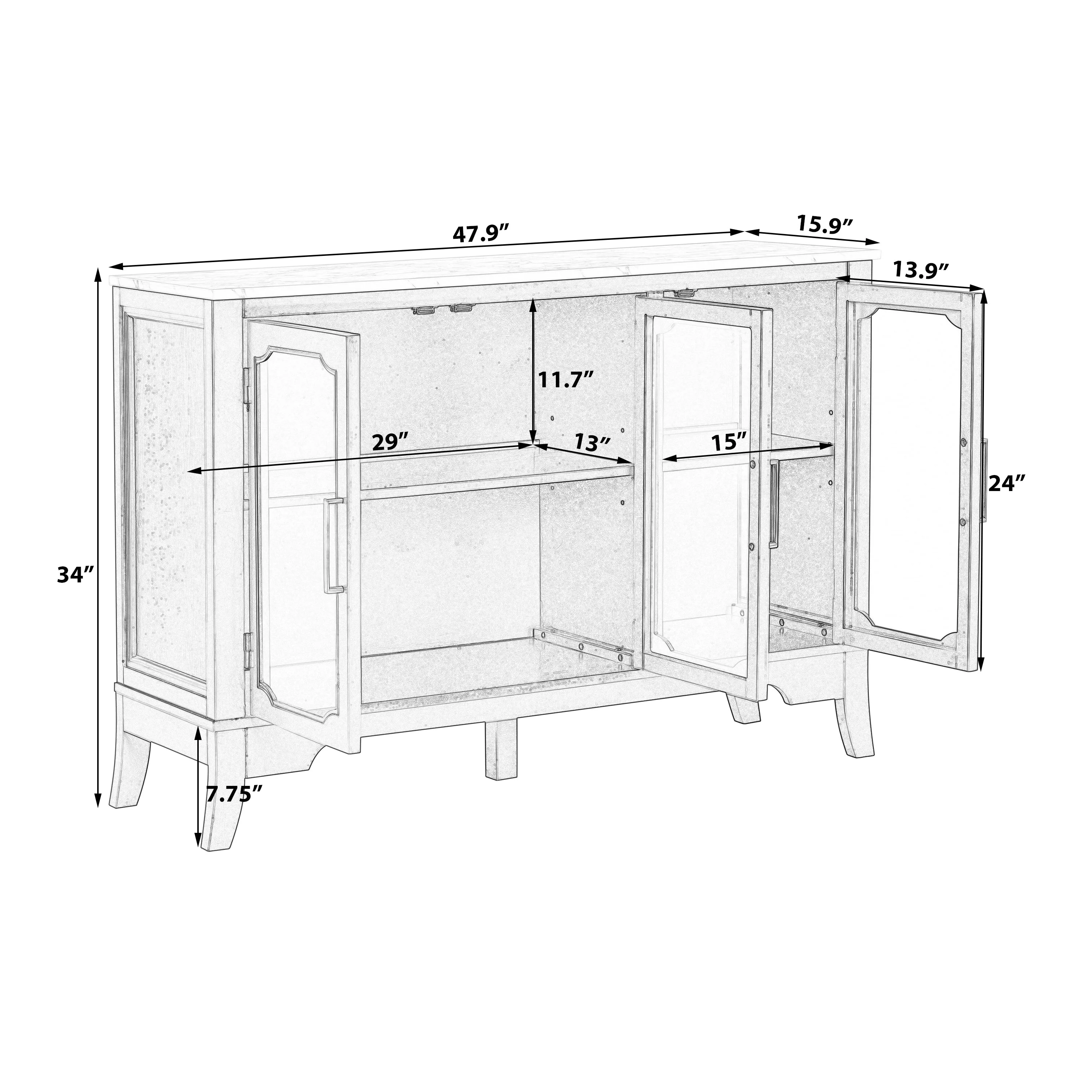Storage Cabinet 3 Doors Stylish Style White - Image 3