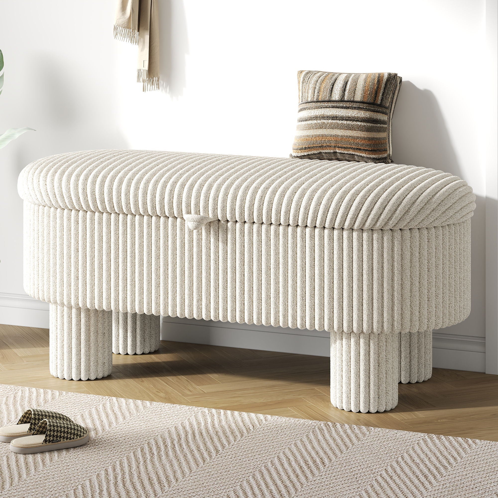 Storage Ottoman Upholstered Bench with Lift-Top Storage for Bedroom - Image 10