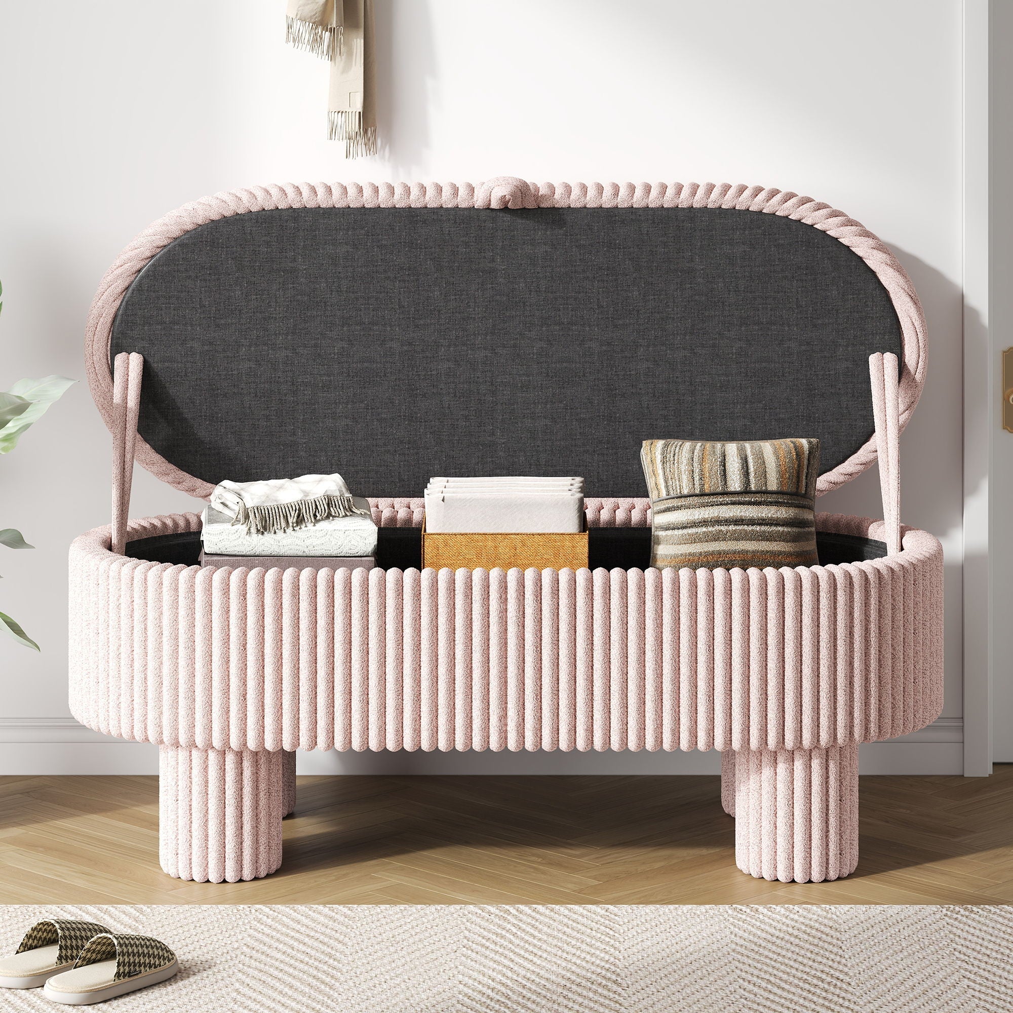 Storage Ottoman Upholstered Bench with Lift-Top Storage for Bedroom - Image 11