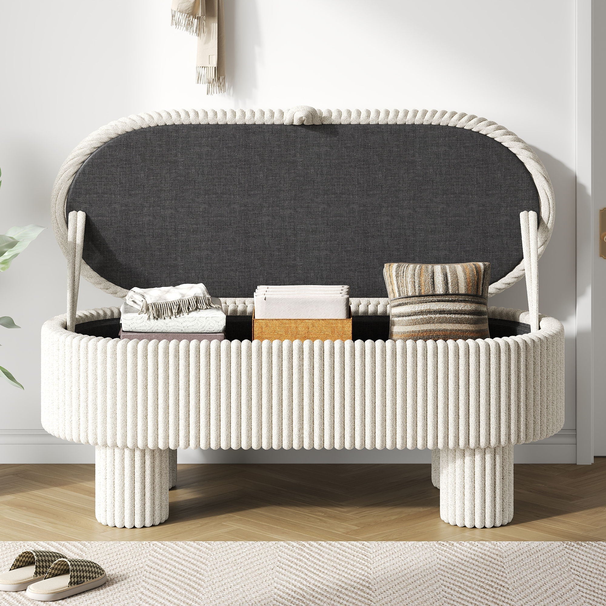 Storage Ottoman Upholstered Bench with Lift-Top Storage for Bedroom - Image 12