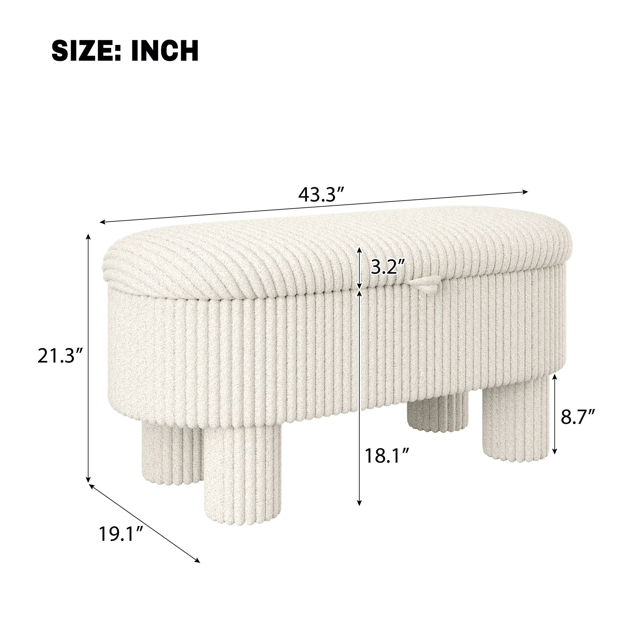 Storage Ottoman Upholstered Bench with Lift-Top Storage for Bedroom - Image 4