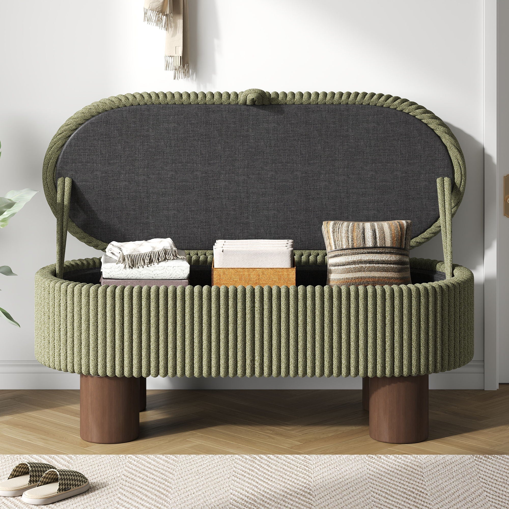 Storage Ottoman Upholstered Bench with Lift-Top Storage for Bedroom - Image 7