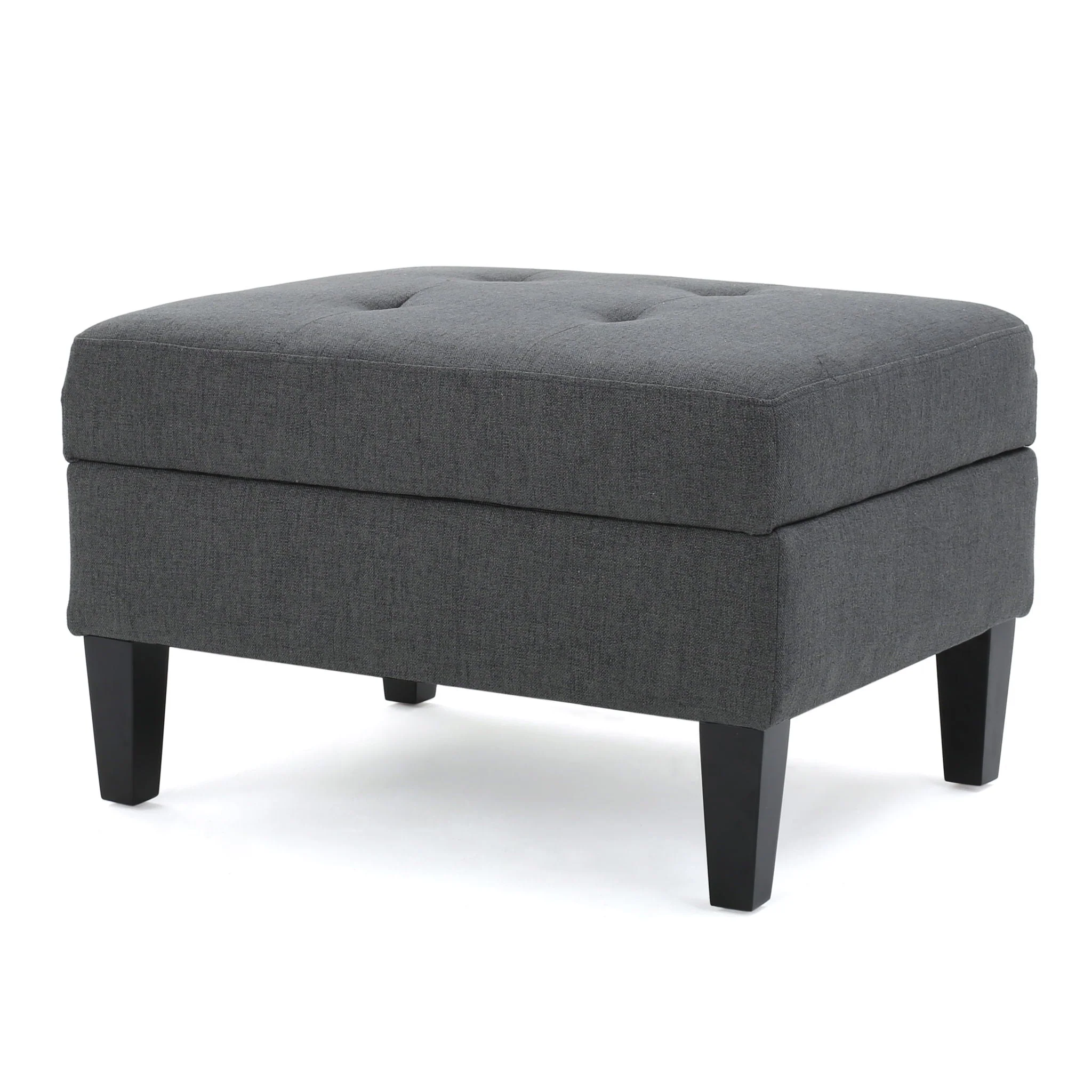 Storage Ottoman With Birch Wood Legs And Cushioned Top - Image 3