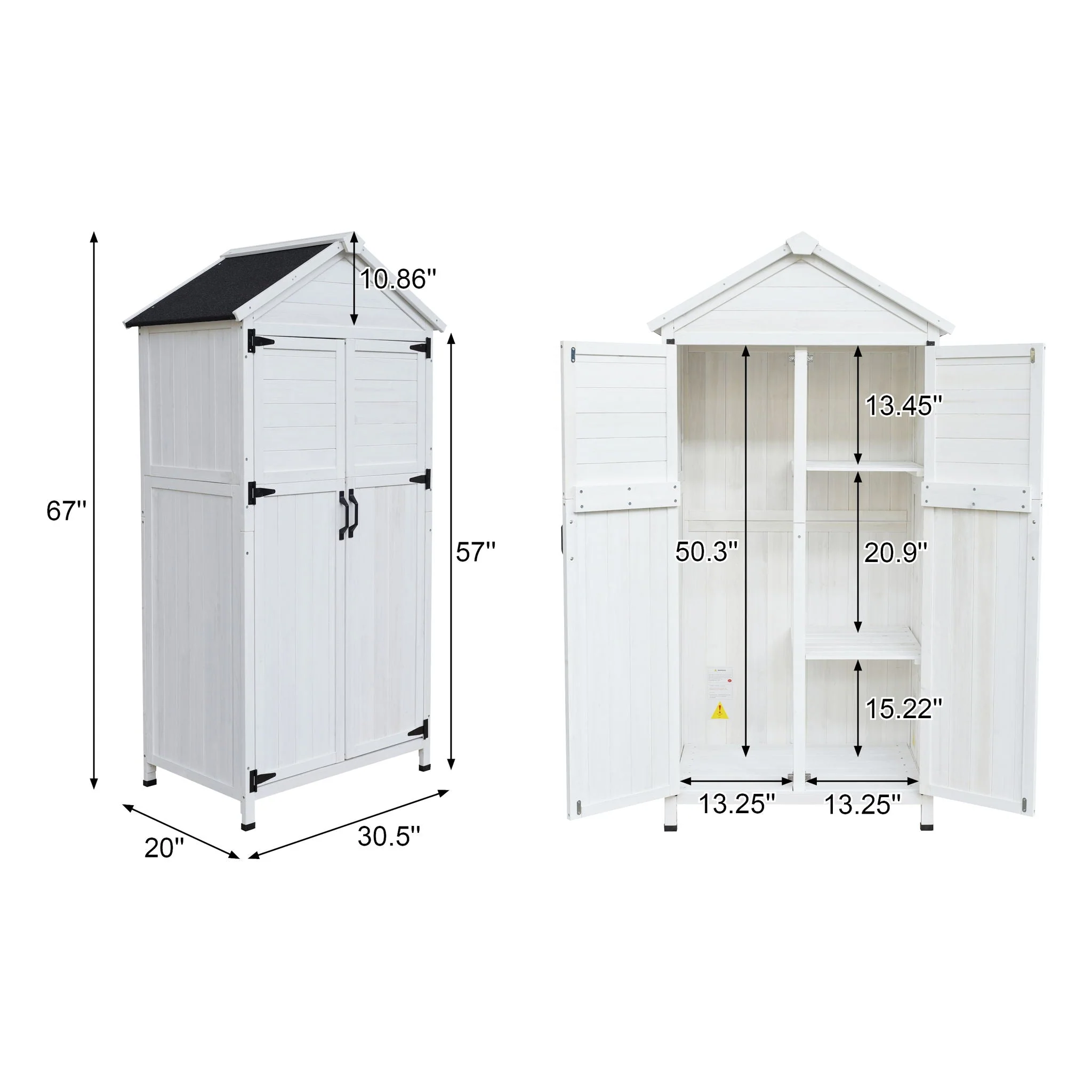 Storage Shed With Double Doors For Outdoor Garden Tool Organization - White - Image 2
