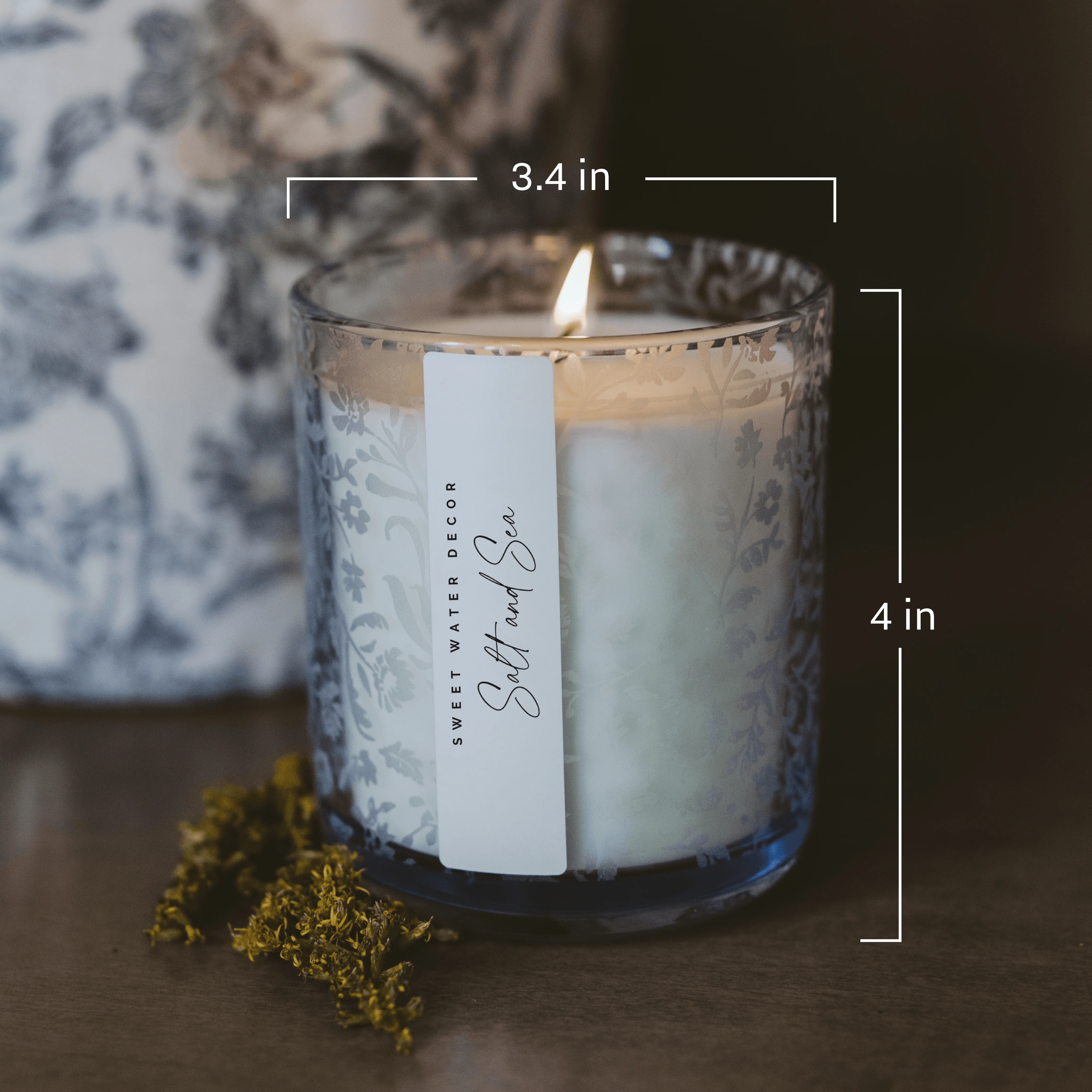 Stress Relief Soy Candle - Blue Tinted Glass Jar - 12 oz - Image 6