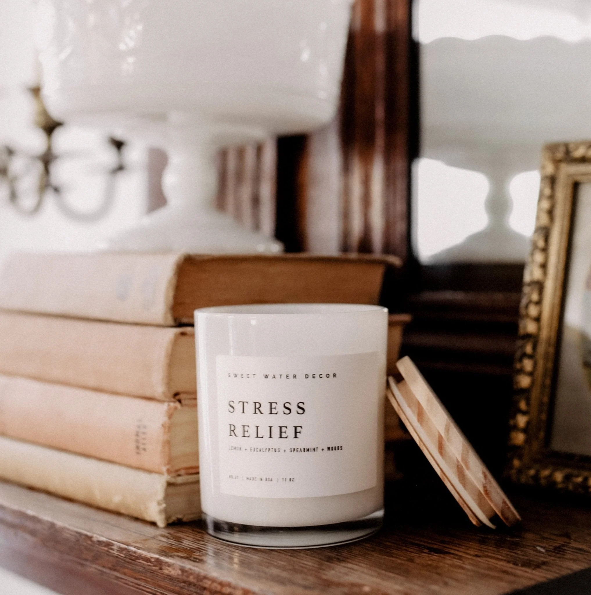 Stress Relief Soy Candle - White Jar - 11 oz - Image 3