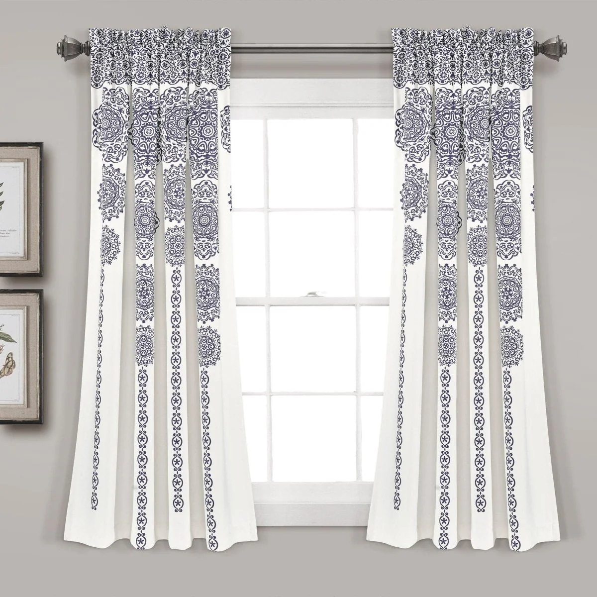 Stripe Medallion Light Filtering Window Curtain Set - Image 2