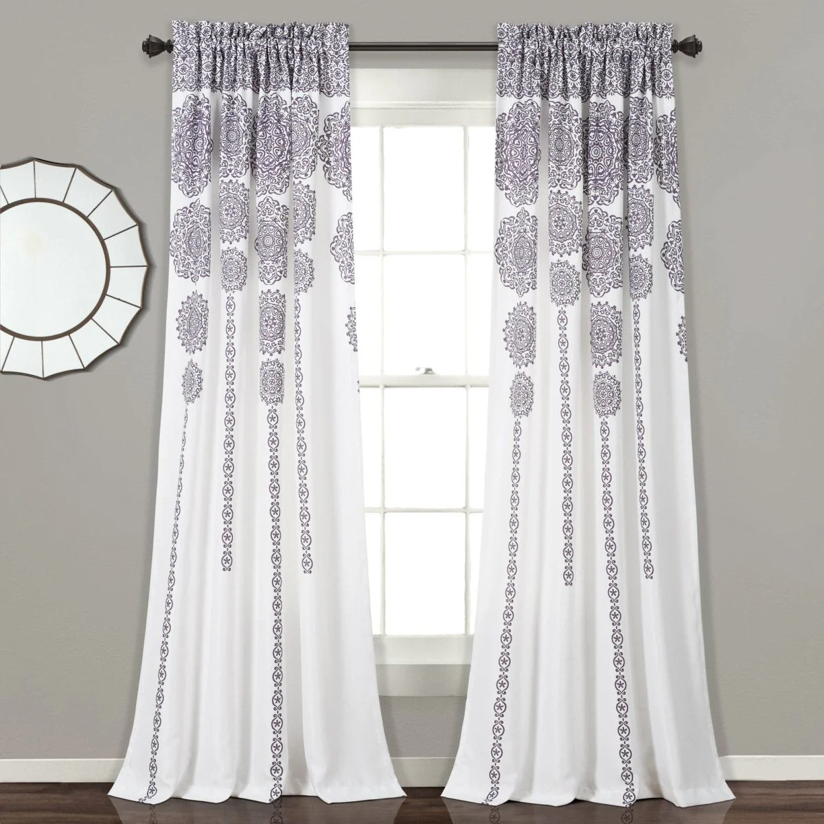 Stripe Medallion Light Filtering Window Curtain Set - Image 26