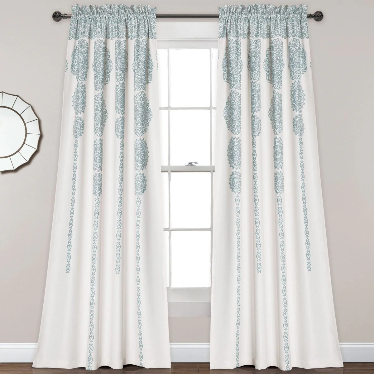 Stripe Medallion Light Filtering Window Curtain Set - Image 3