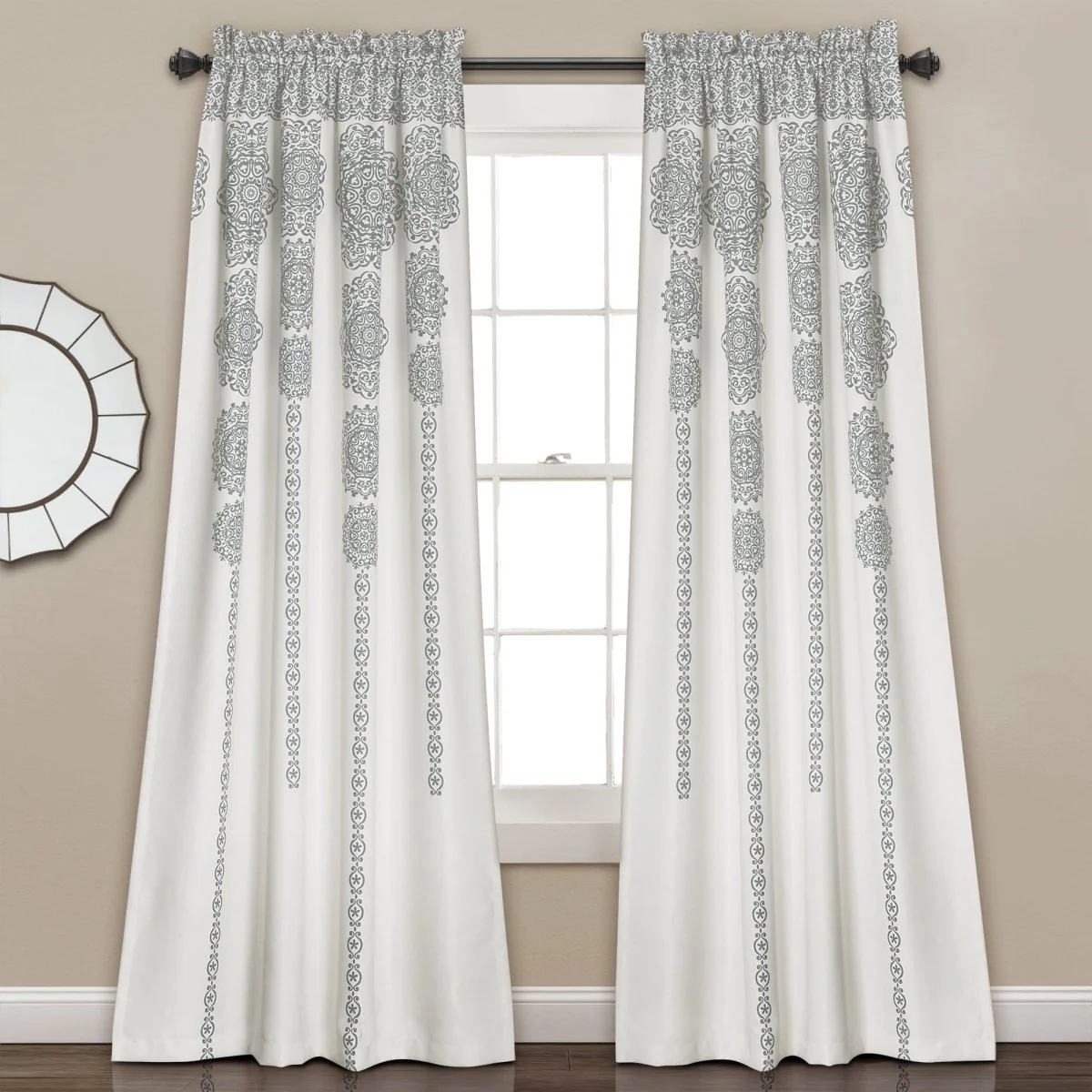 Stripe Medallion Light Filtering Window Curtain Set - Image 4
