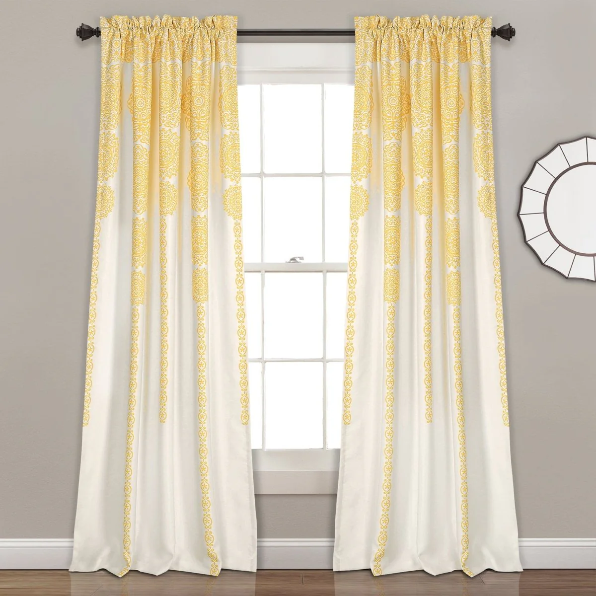 Stripe Medallion Light Filtering Window Curtain Set - Image 5
