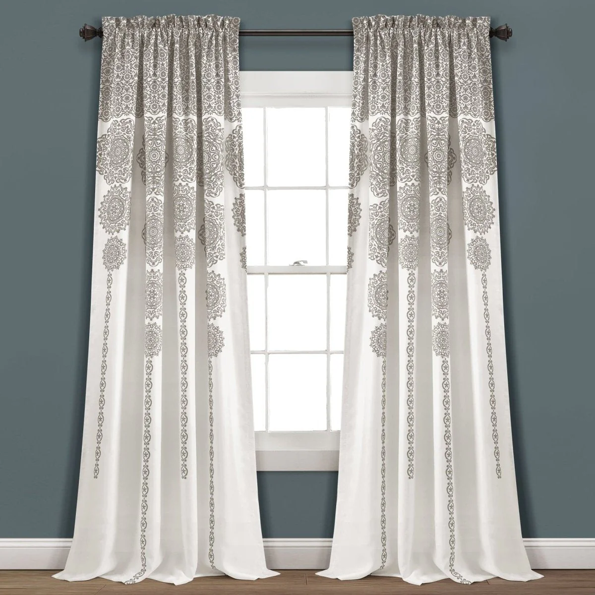 Stripe Medallion Light Filtering Window Curtain Set - Image 7