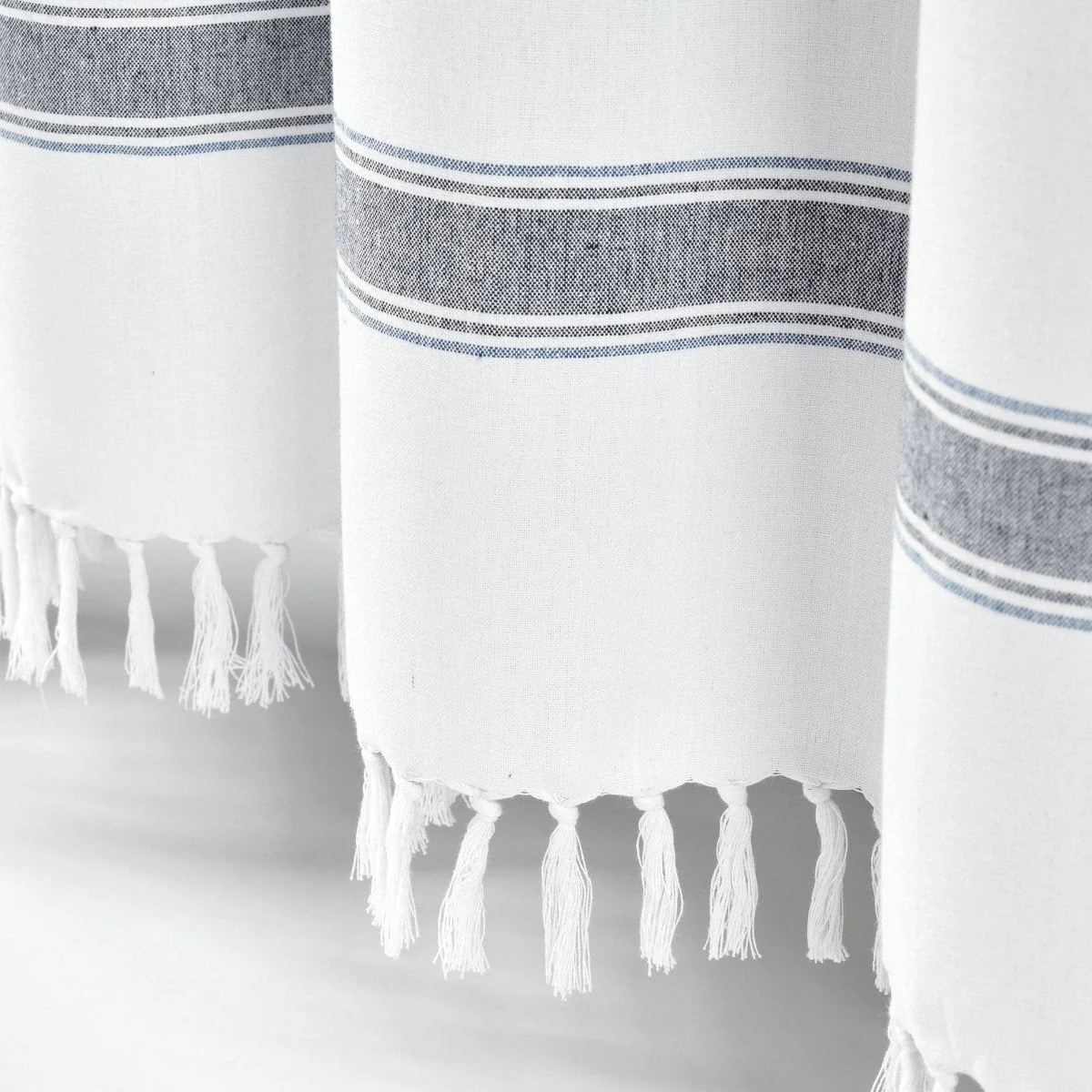 Stripe Woven Textured Yarn Dyed Recycled Cotton Shower Curtain - Image 10