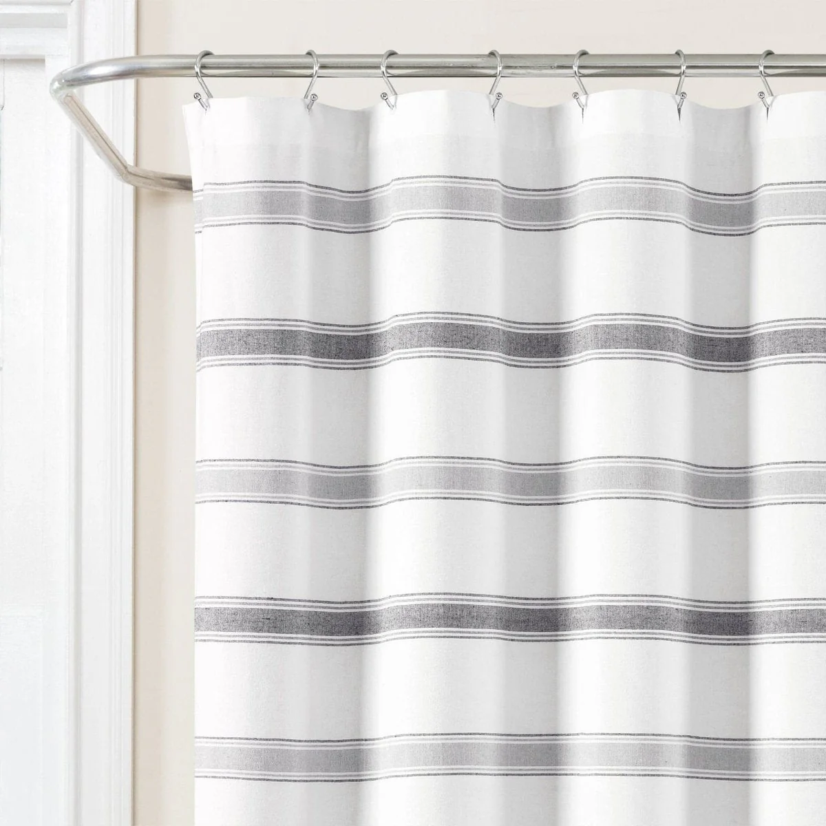 Stripe Woven Textured Yarn Dyed Recycled Cotton Shower Curtain - Image 6