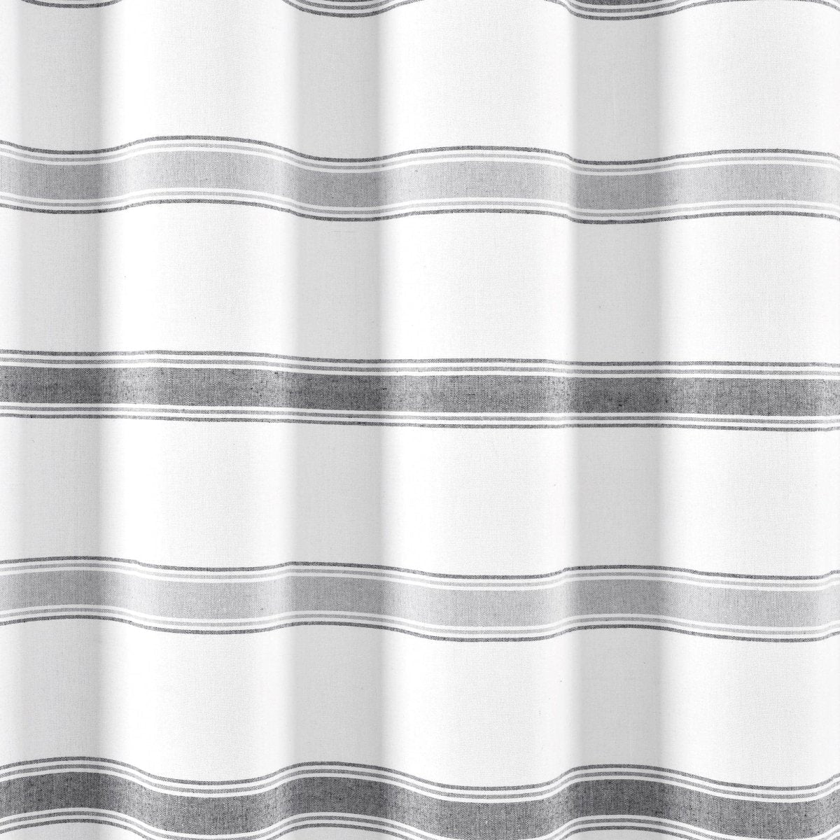 Stripe Woven Textured Yarn Dyed Recycled Cotton Shower Curtain - Image 8