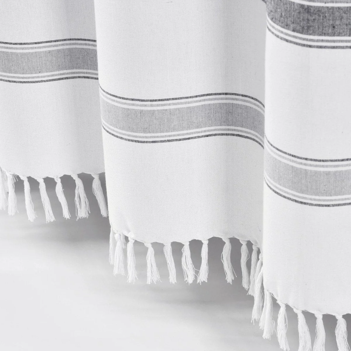 Stripe Woven Textured Yarn Dyed Recycled Cotton Shower Curtain - Image 9