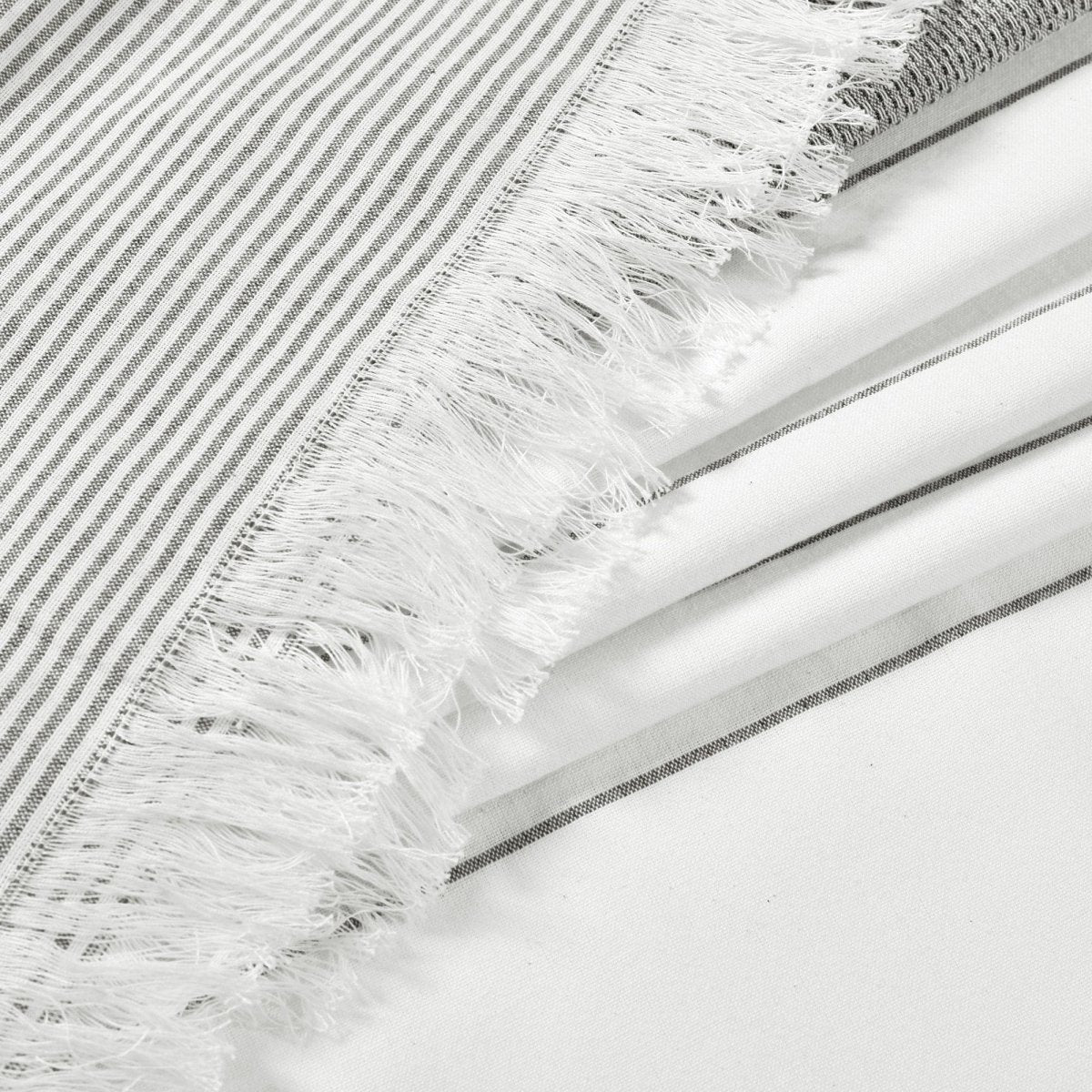 Stripe Yarn Dyed Tassel Fringe Woven Cotton Shower Curtain - Image 10
