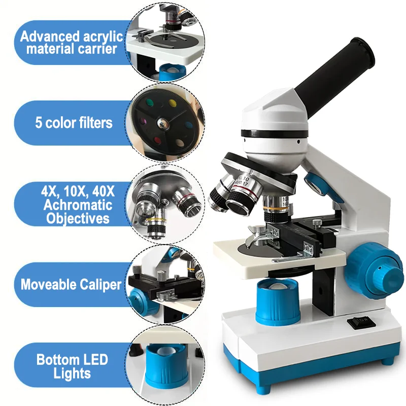 Student Microscope Dual LED with Moving Slide Stage for School Home Lab - Image 2