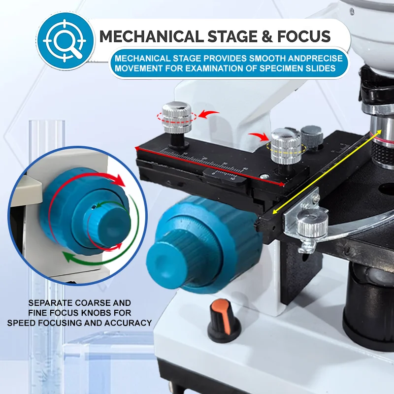 Student Microscope Dual LED with Moving Slide Stage for School Home Lab - Image 5