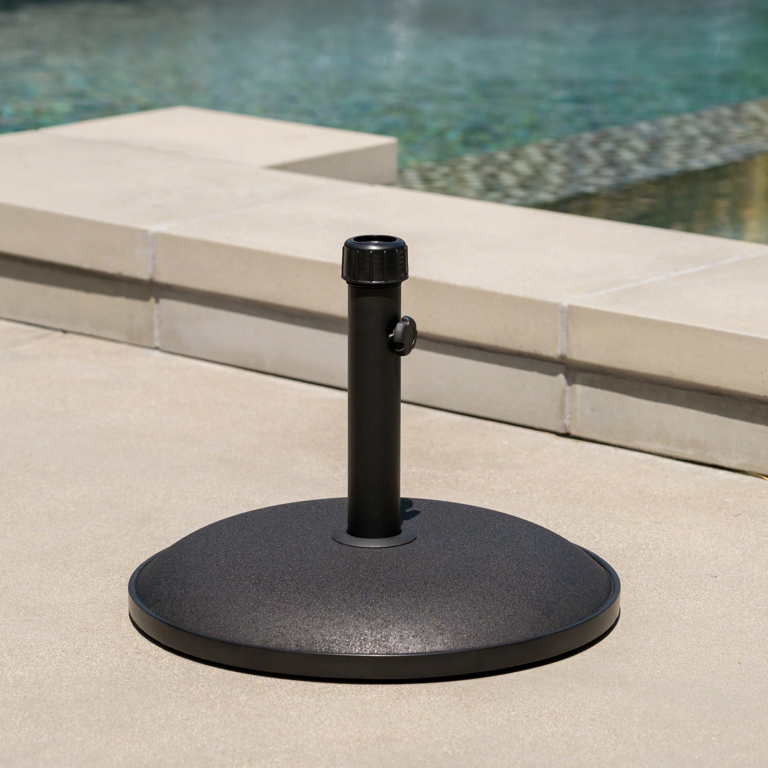 Stylish Concrete Umbrella Base with Iron Support Pole - Image 5