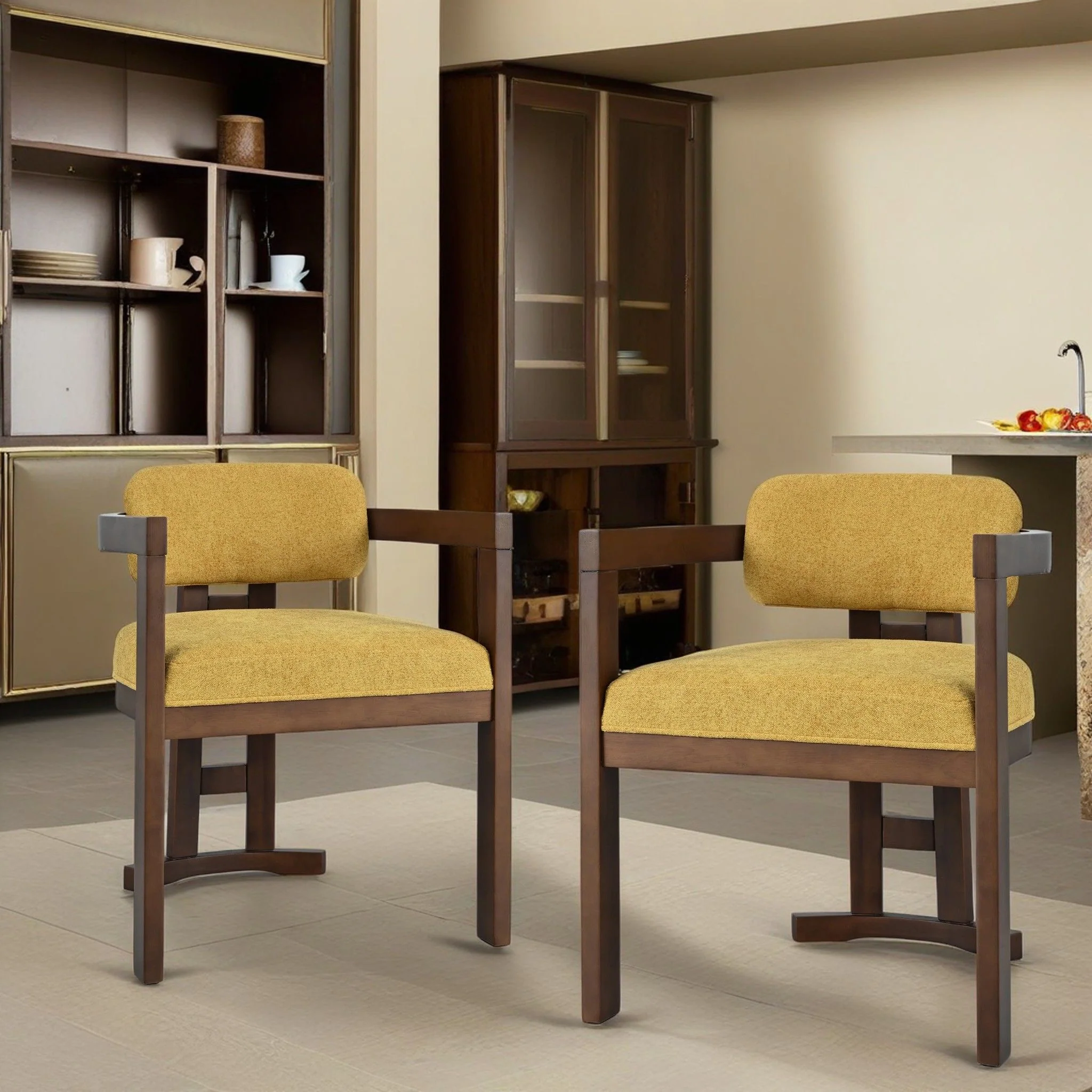 Stylish Indoor Upholstered Wood Dining Chair (Set of 2) - Image 8