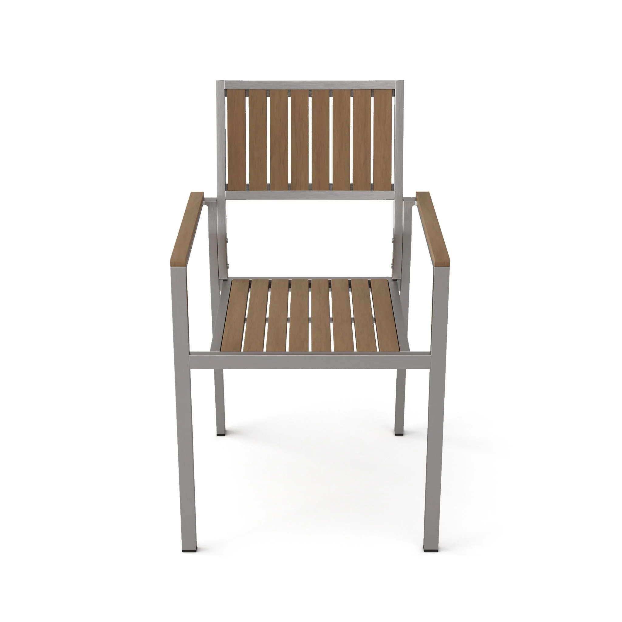Stylish Modern Faux Wood & Aluminum Outdoor Dining Chairs (Set of 2) - Image 4