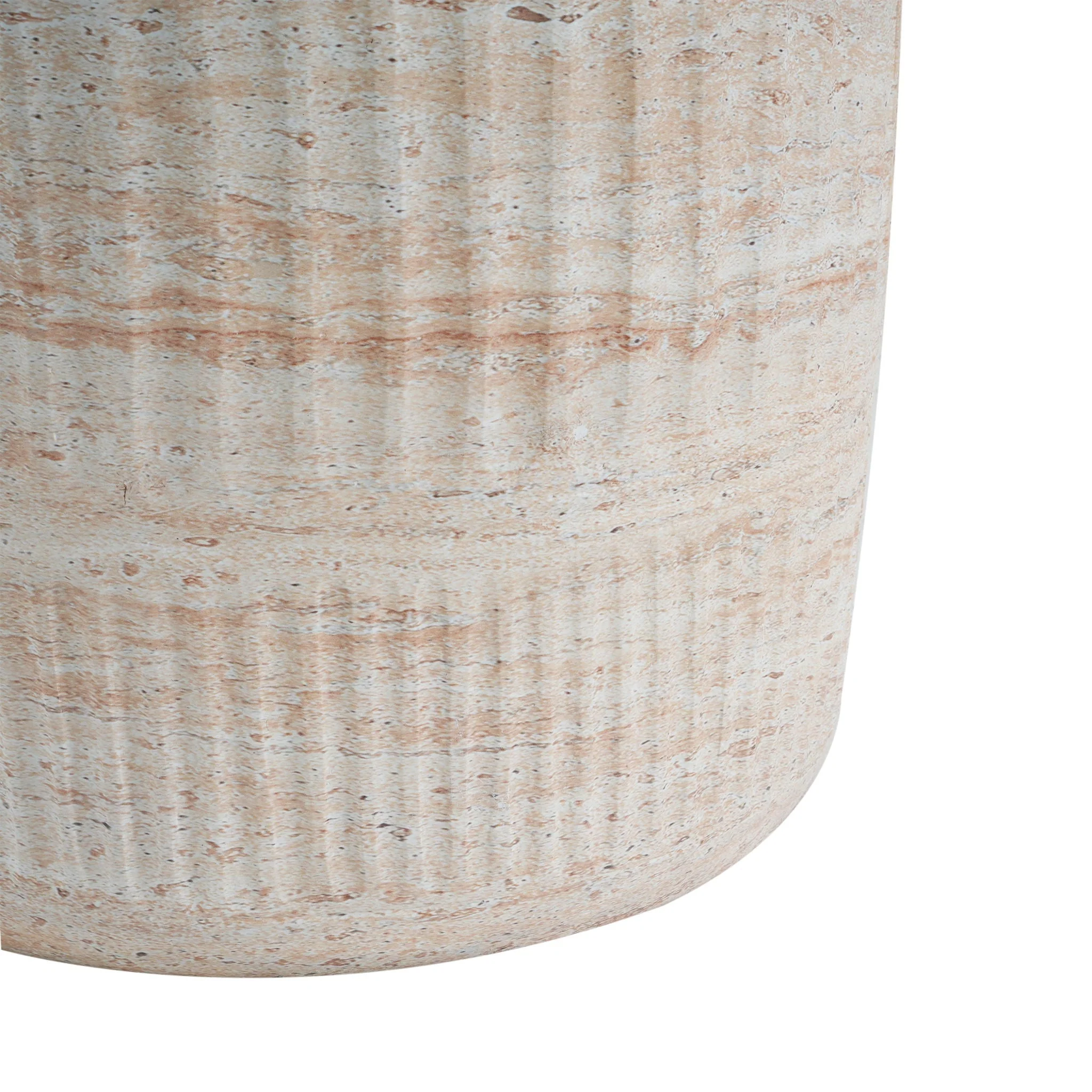 Stylish Outdoor / Indoor Lightweight Concrete Side Table With Travertine - Beige - Image 2
