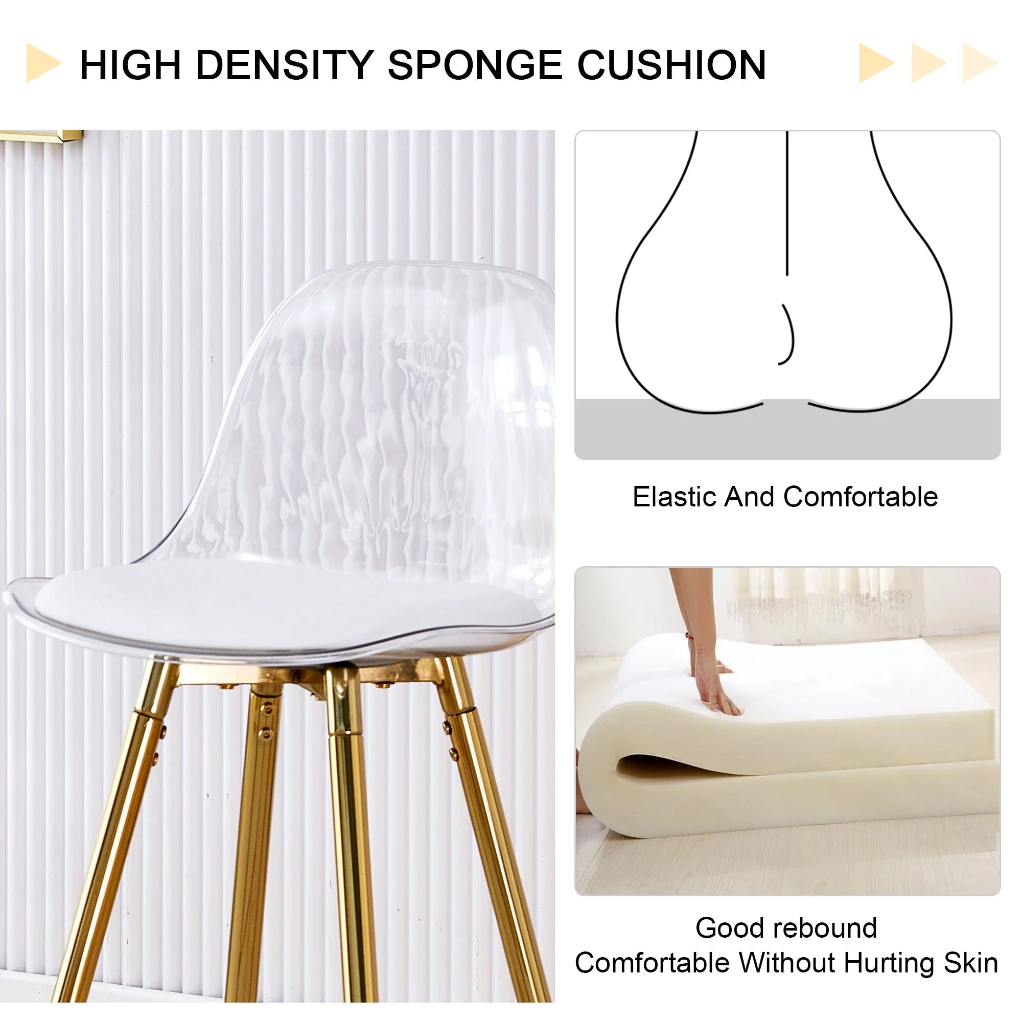Stylish Upholstered Bar Chairs With Metal Leg - Image 5