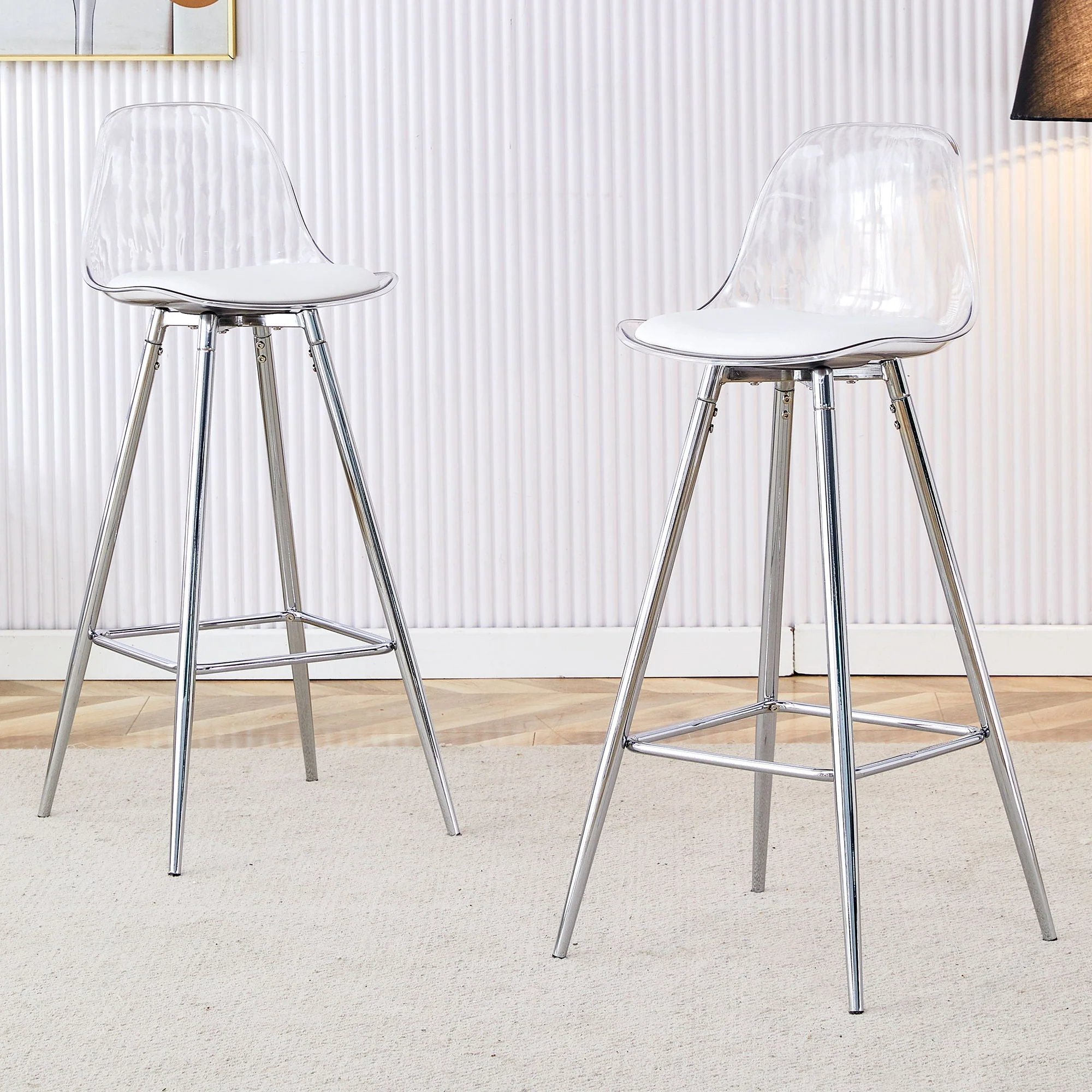 Stylish Upholstered Bar Chairs With Metal Leg - Image 6