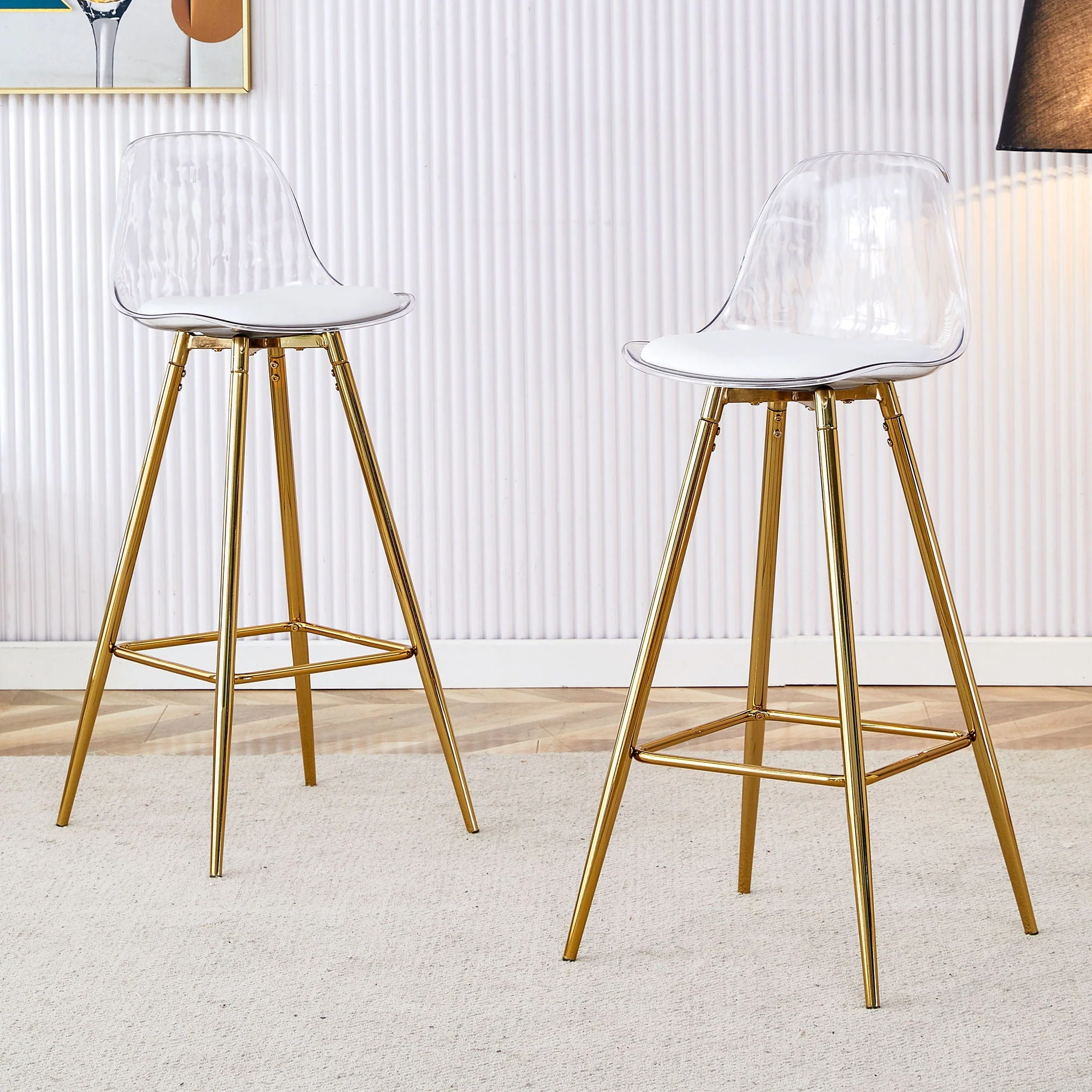 Stylish Upholstered Bar Chairs With Metal Leg - Image 7
