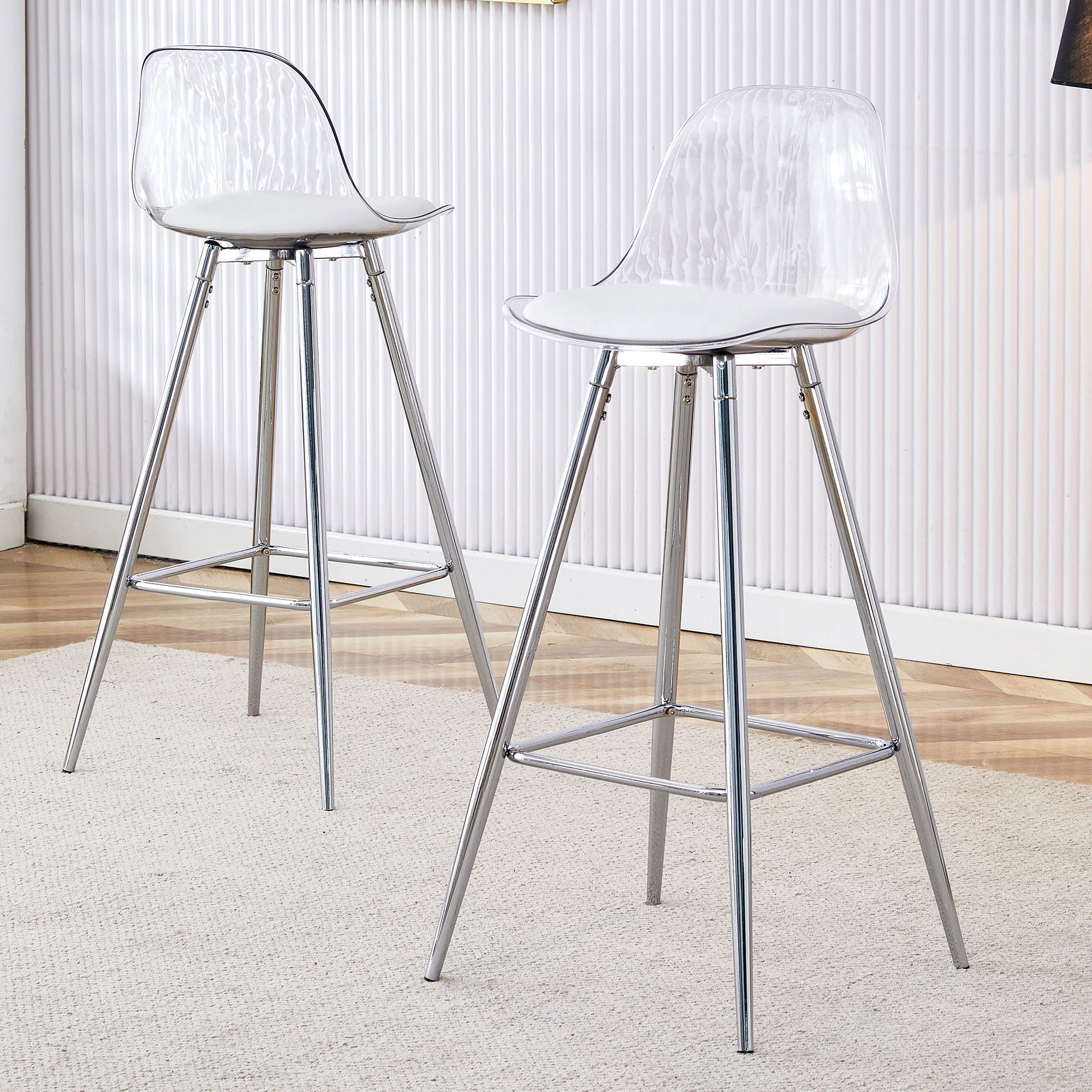 Stylish Upholstered Bar Chairs With Metal Leg - Image 8