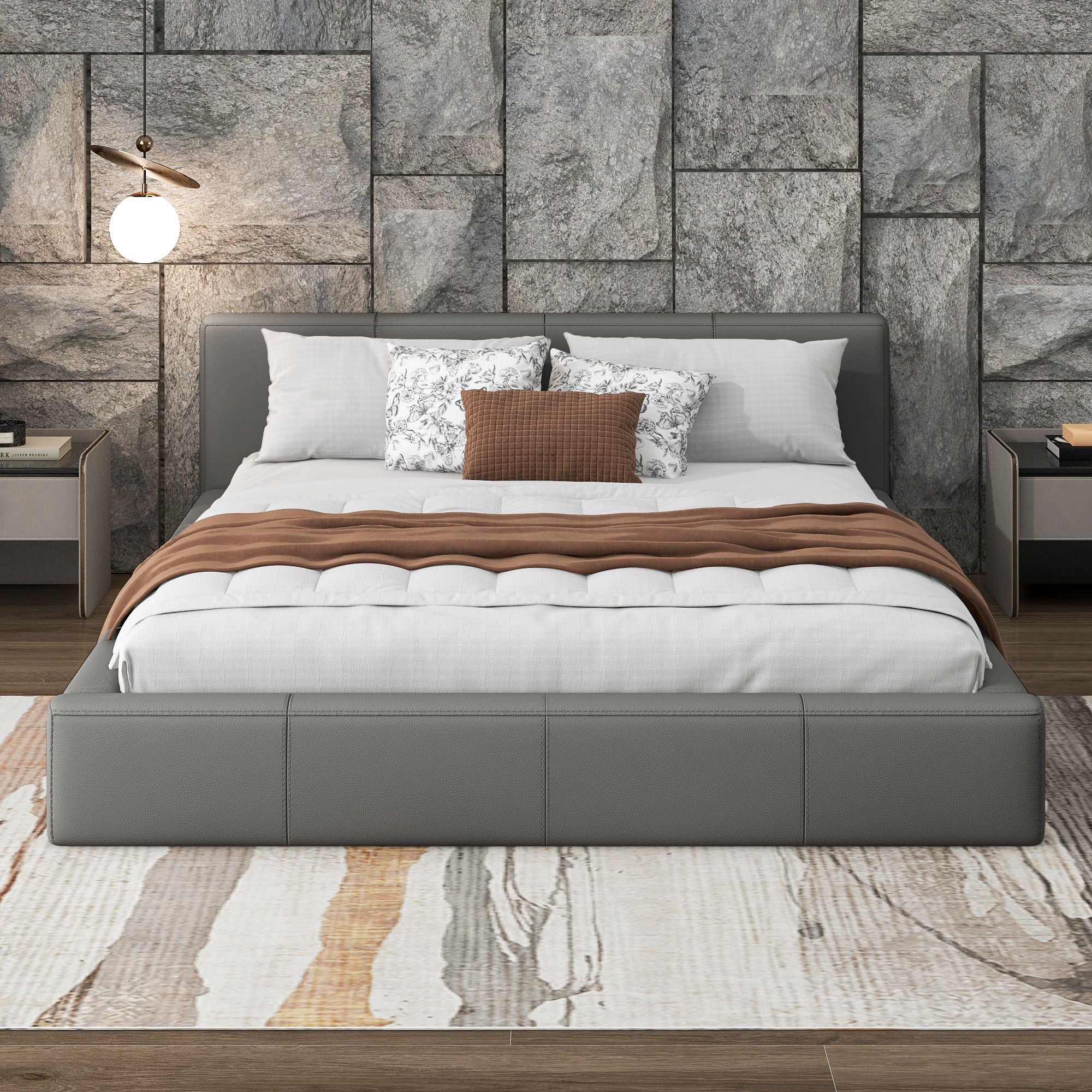 Stylish Upholstered Bed With Birch Wood Frame - Image 11