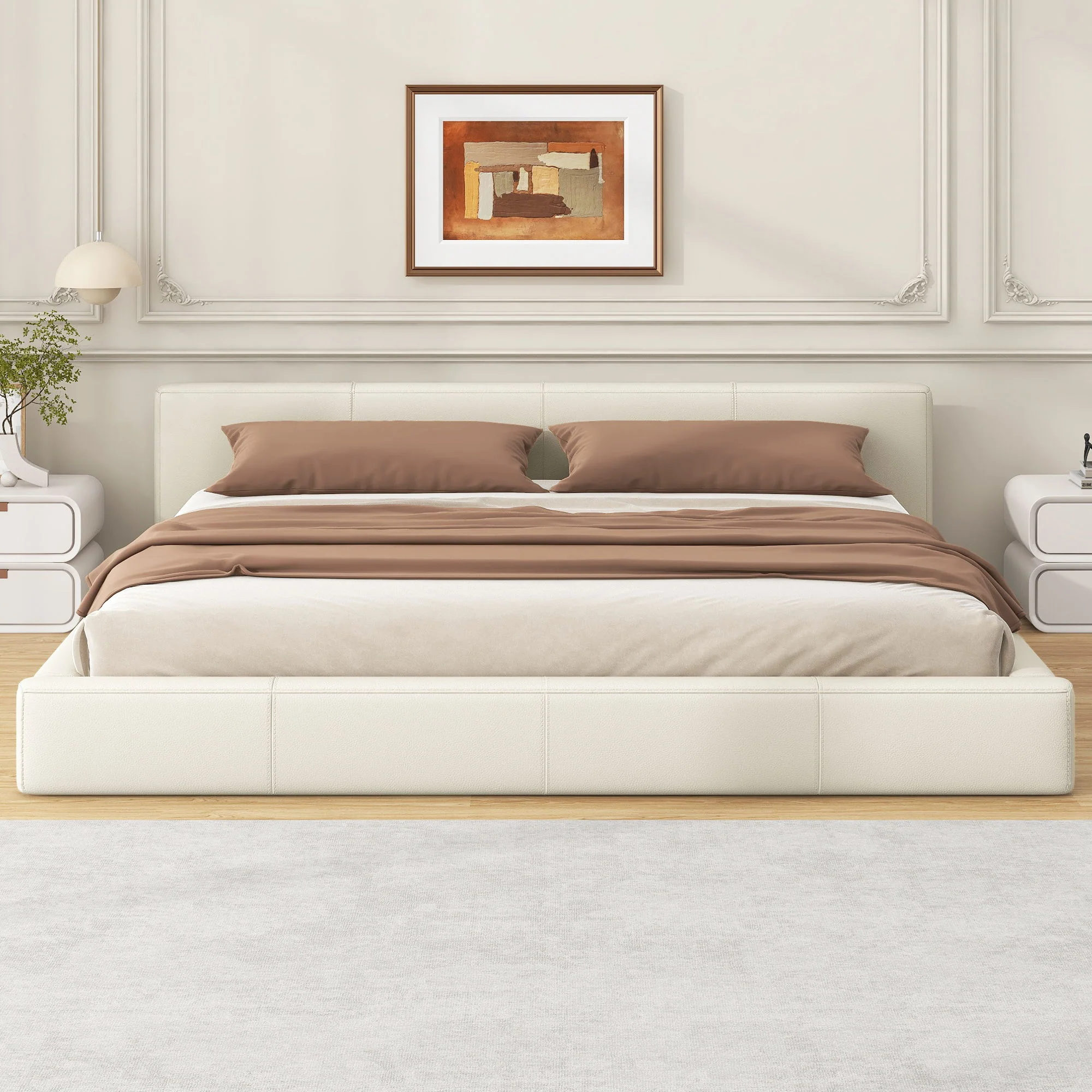 Stylish Upholstered Bed With Birch Wood Frame - Image 14
