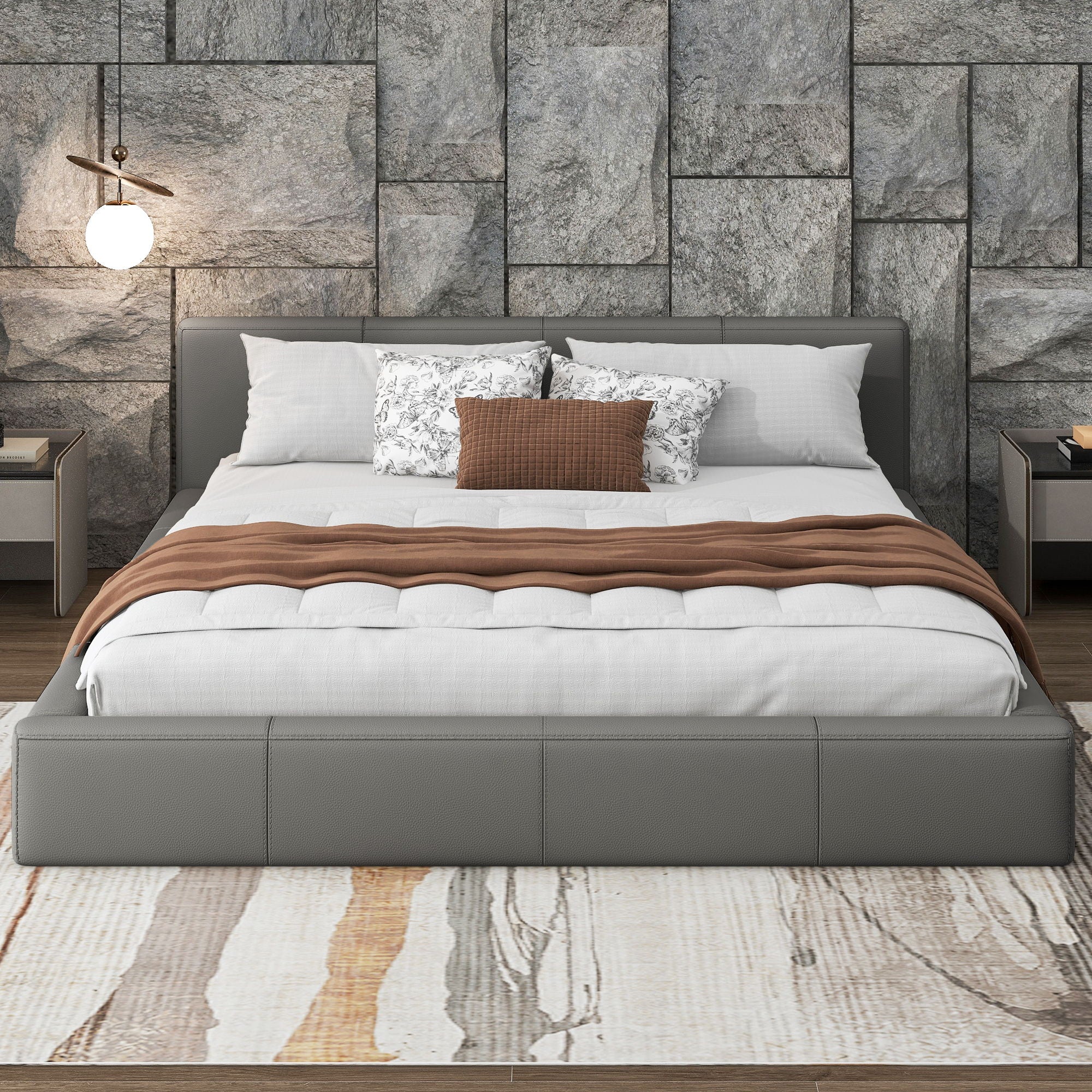 Stylish Upholstered Bed With Birch Wood Frame - Image 16