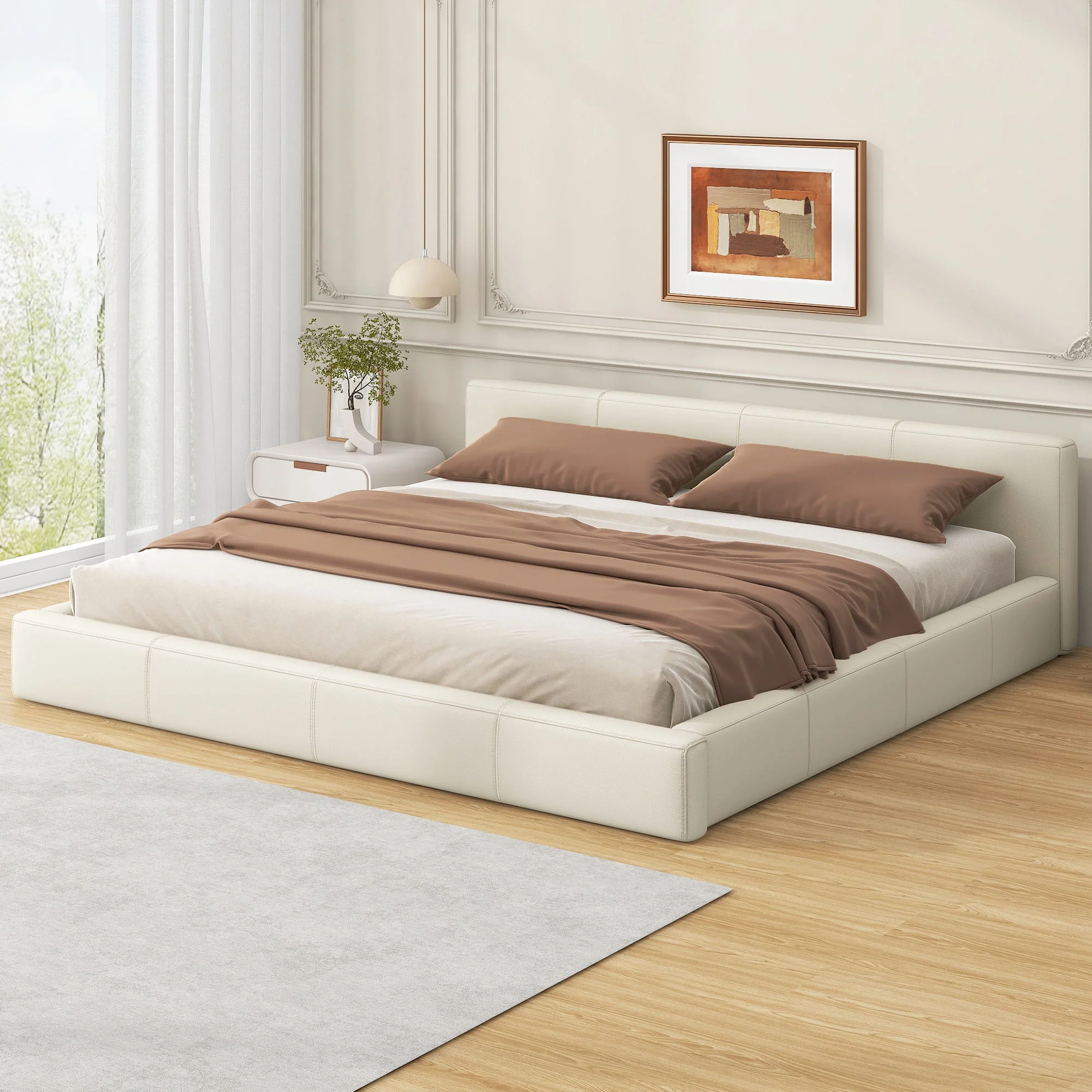 Stylish Upholstered Bed With Birch Wood Frame - Image 19