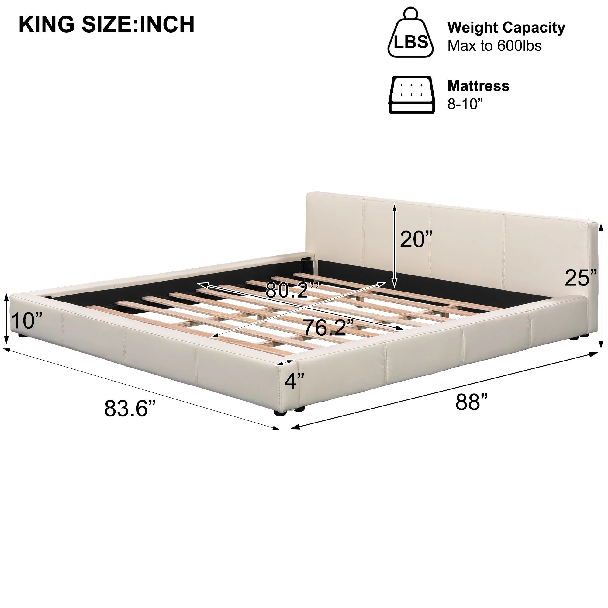 Stylish Upholstered Bed With Birch Wood Frame - Image 20