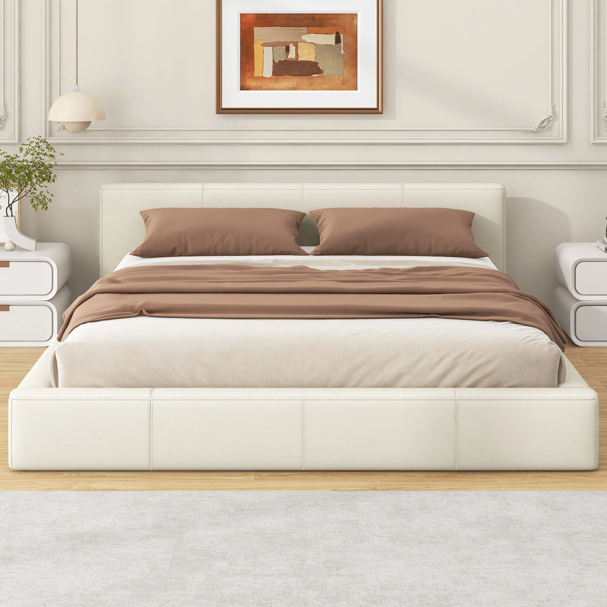 Stylish Upholstered Bed With Birch Wood Frame - Image 5